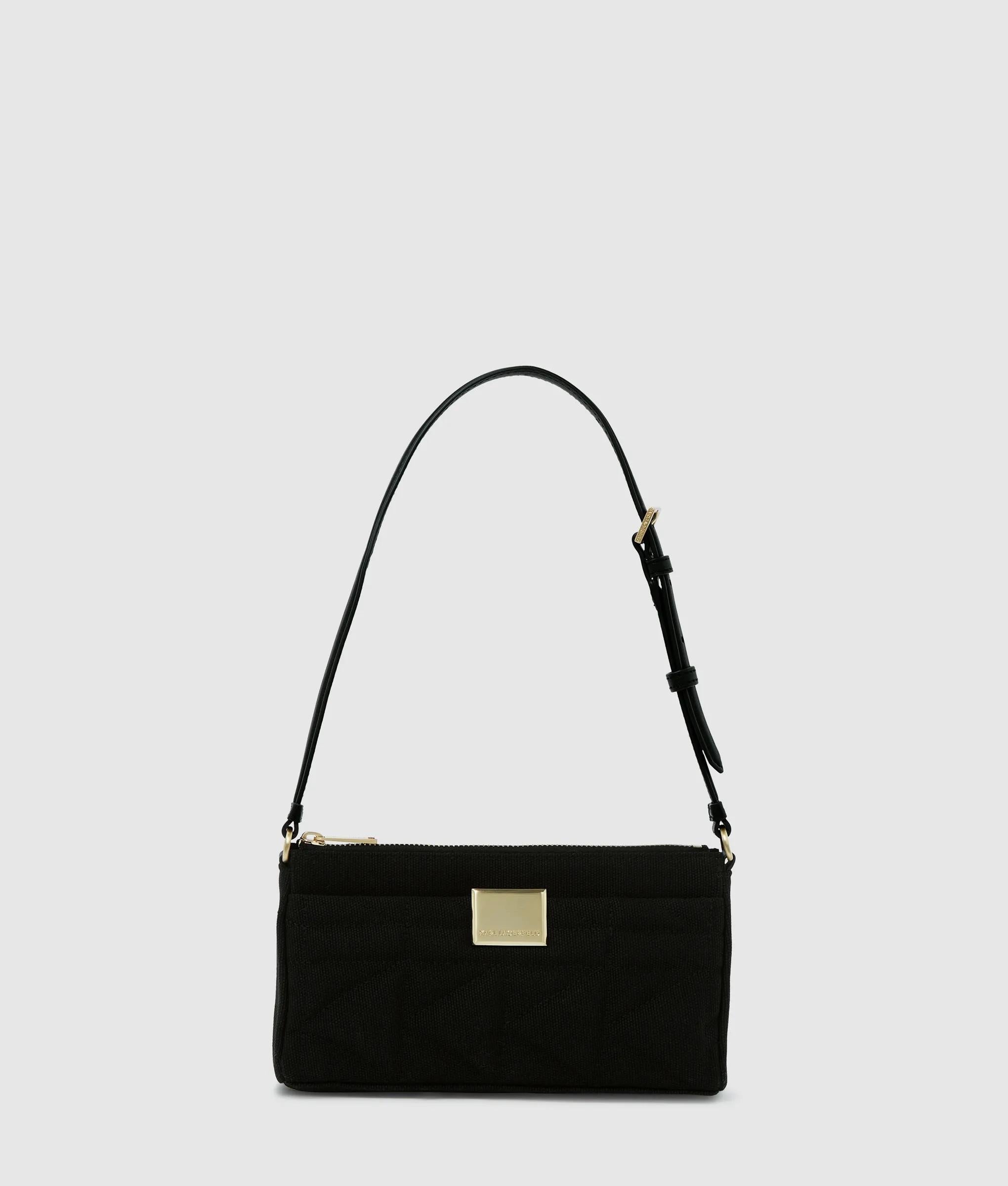 KarlLagerfeld Kl X Amber Valletta Kuilt Canvas Shoulder Bag Black