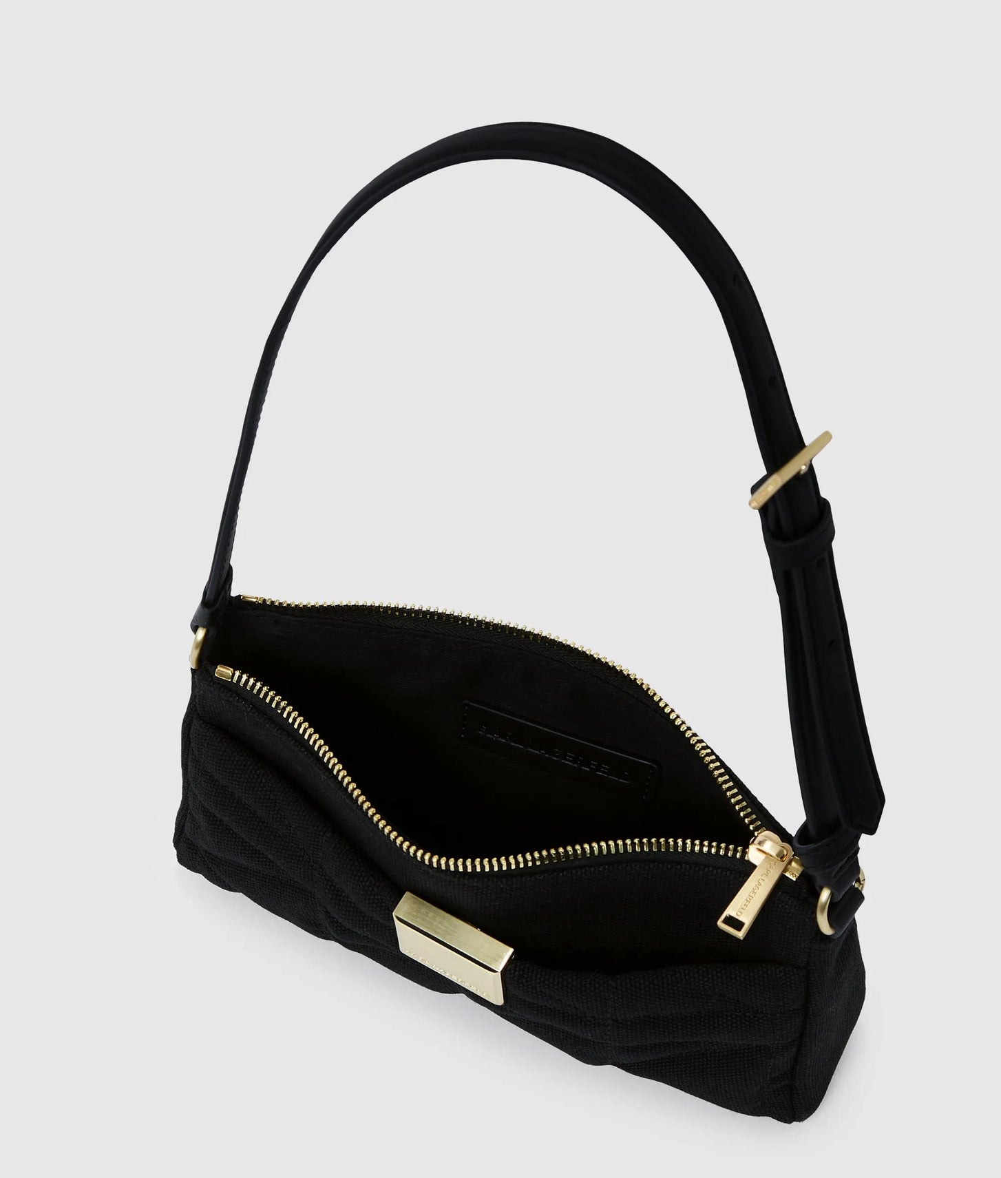 KarlLagerfeld Kl X Amber Valletta Kuilt Canvas Shoulder Bag Black