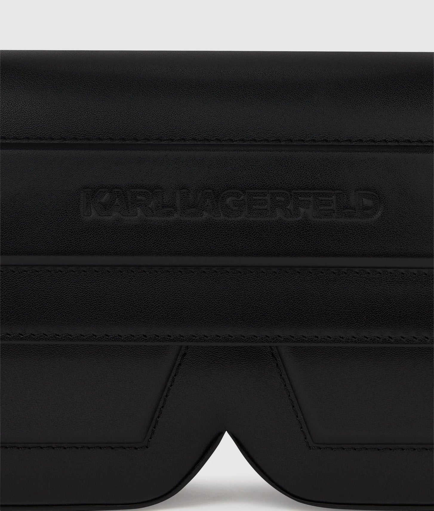 KarlLagerfeld Ikon K Leather Shoulder Bag Black-Nickel