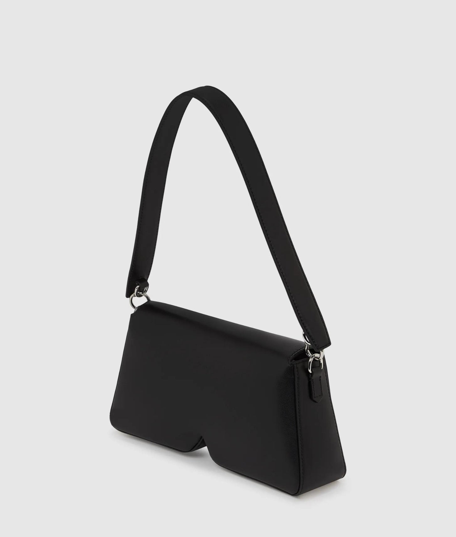 KarlLagerfeld Ikon K Leather Shoulder Bag Black-Nickel