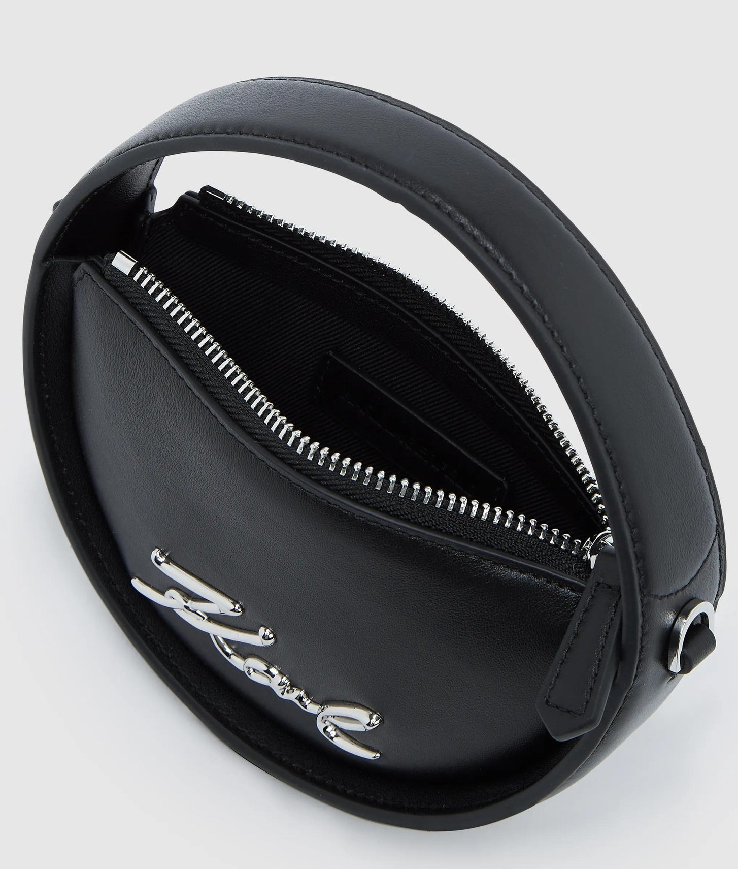 KarlLagerfeld Ksignature Nano Round Bag Black-Nickel