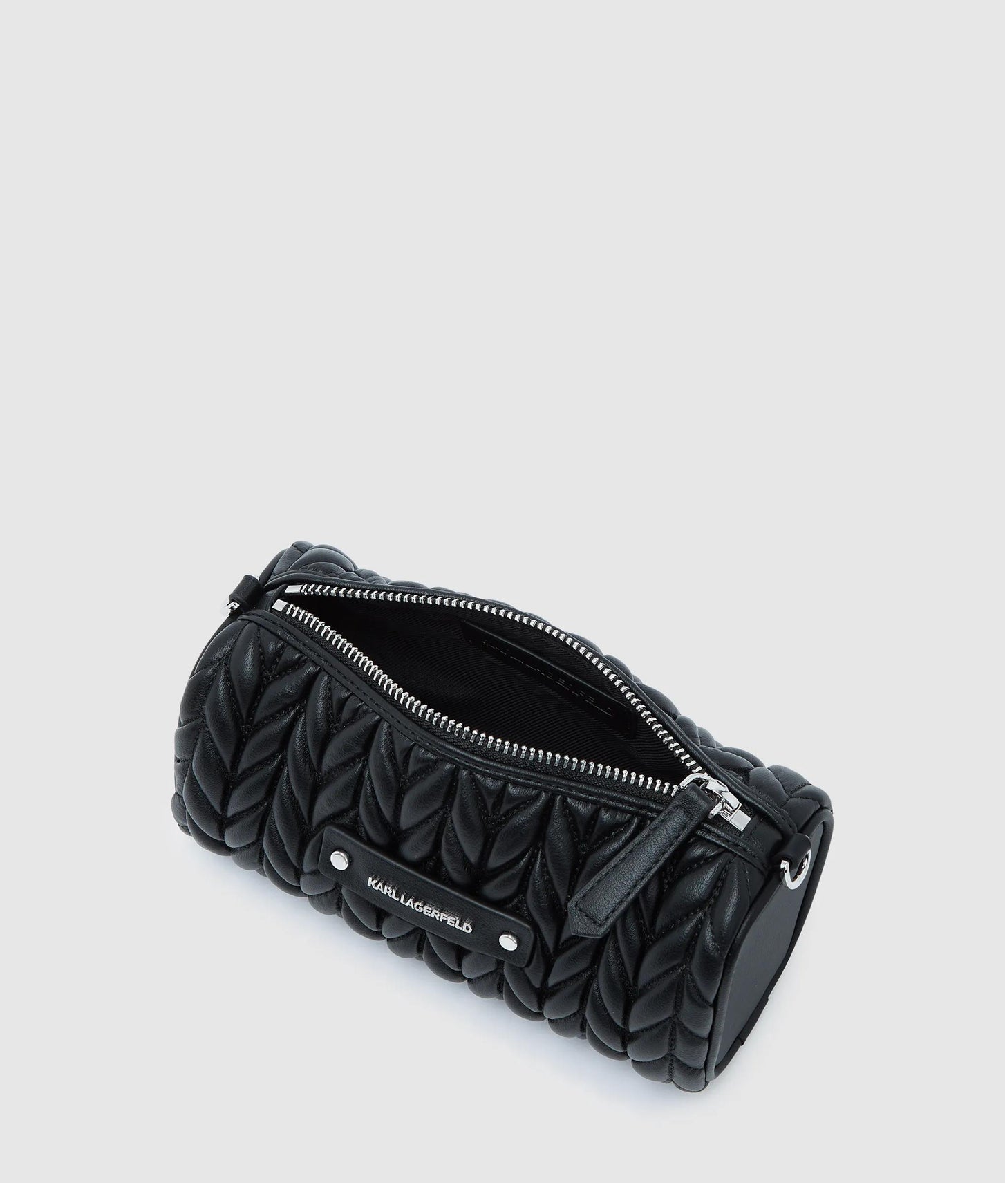 KarlLagerfeld Kweave Barrel Crossbody Bag Black-Nickel