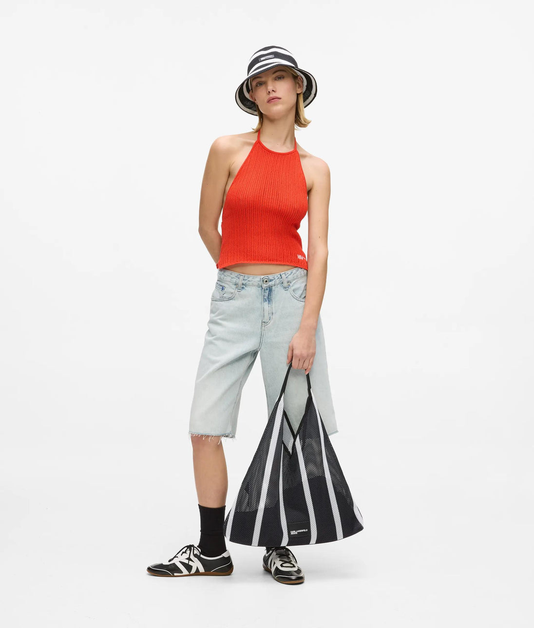Karl Lagerfeld Relaxed Longline Denim Shorts Sun Light Blue