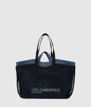 Karl Lagerfeld Short-Sleeved Belted Denim Dress Mid Blue Stone