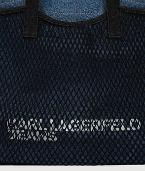 Karl Lagerfeld Short-Sleeved Belted Denim Dress Mid Blue Stone