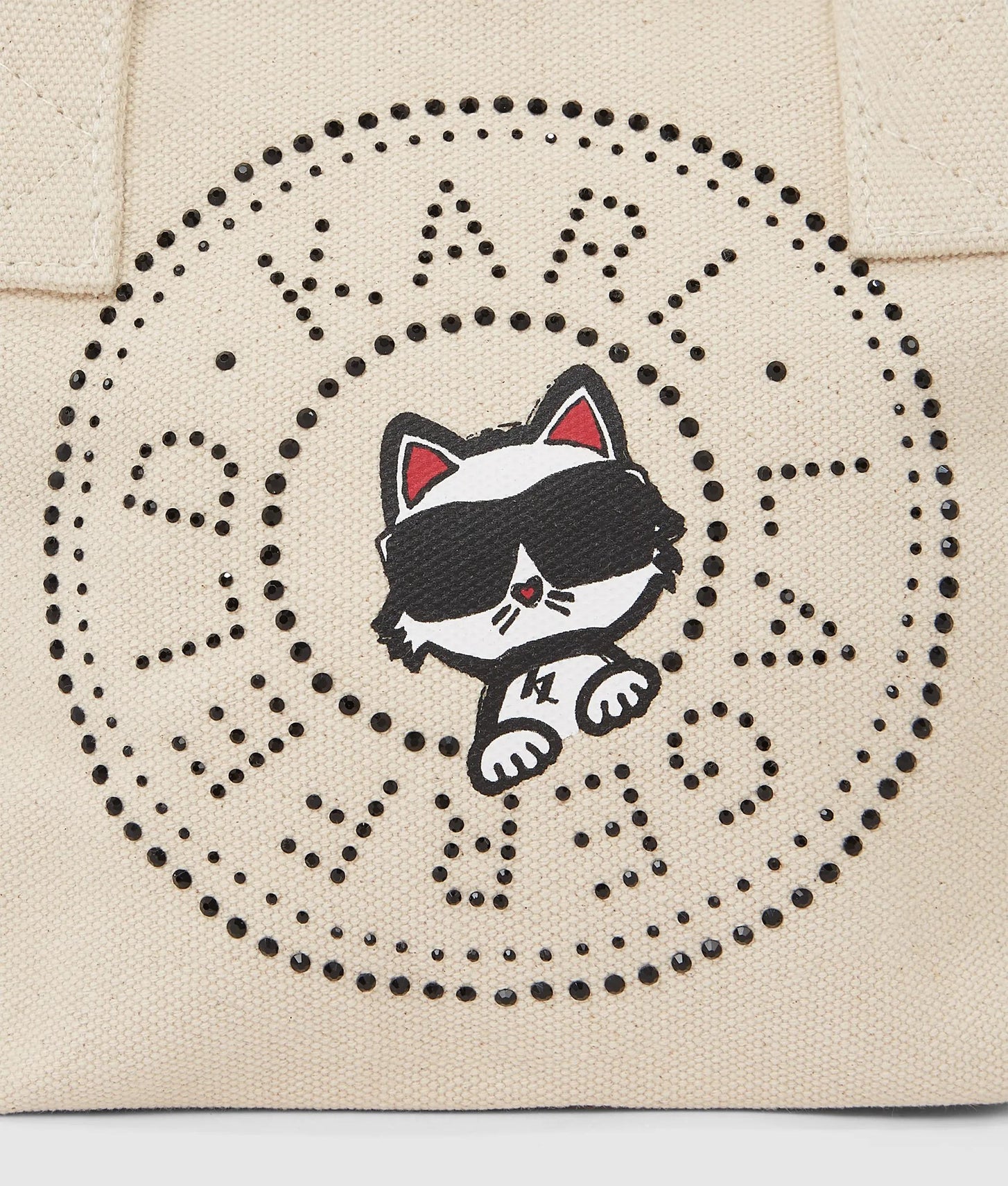 KarlLagerfeld Ikon Circle Choupette Rhinestones Shopper Off White