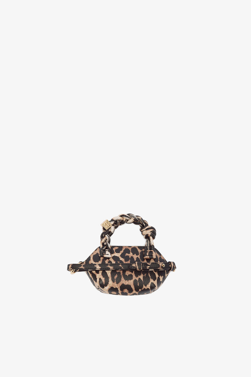 Ganni Almond Milk Leopard Grained Nano Bou Bag Nano