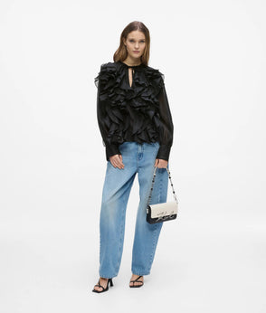 KarlLagerfeld Ksignature Faux-Pearl Shoulder Bag Black/White