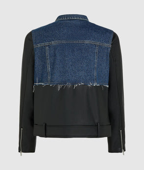 KarlLagerfeld Rebel Denim And Faux-Leather Bucket Bag Washed Dark Blue-Black
