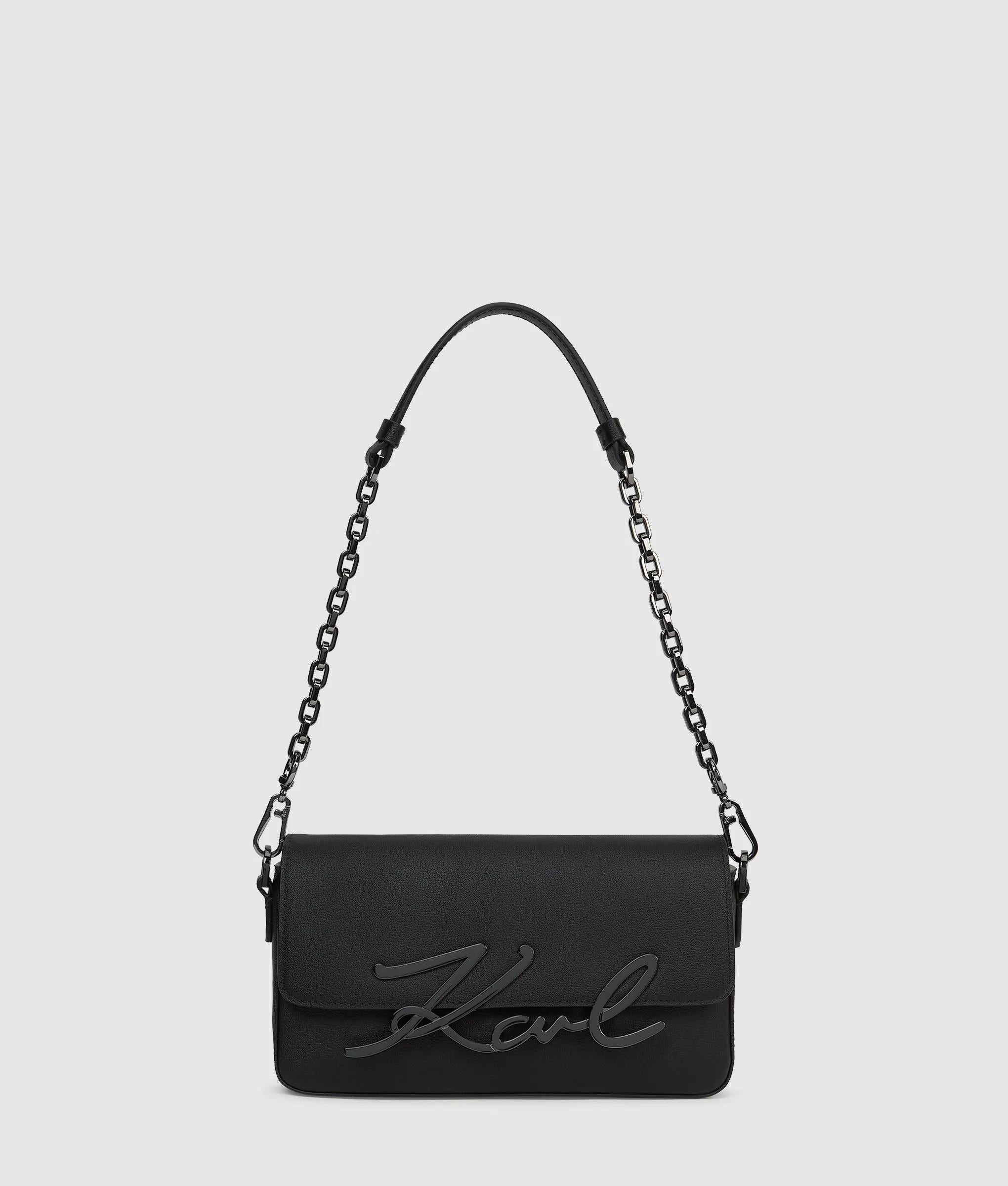 KarlLagerfeld Ksignature Small Chain Shoulder Bag Black-Gunmetal