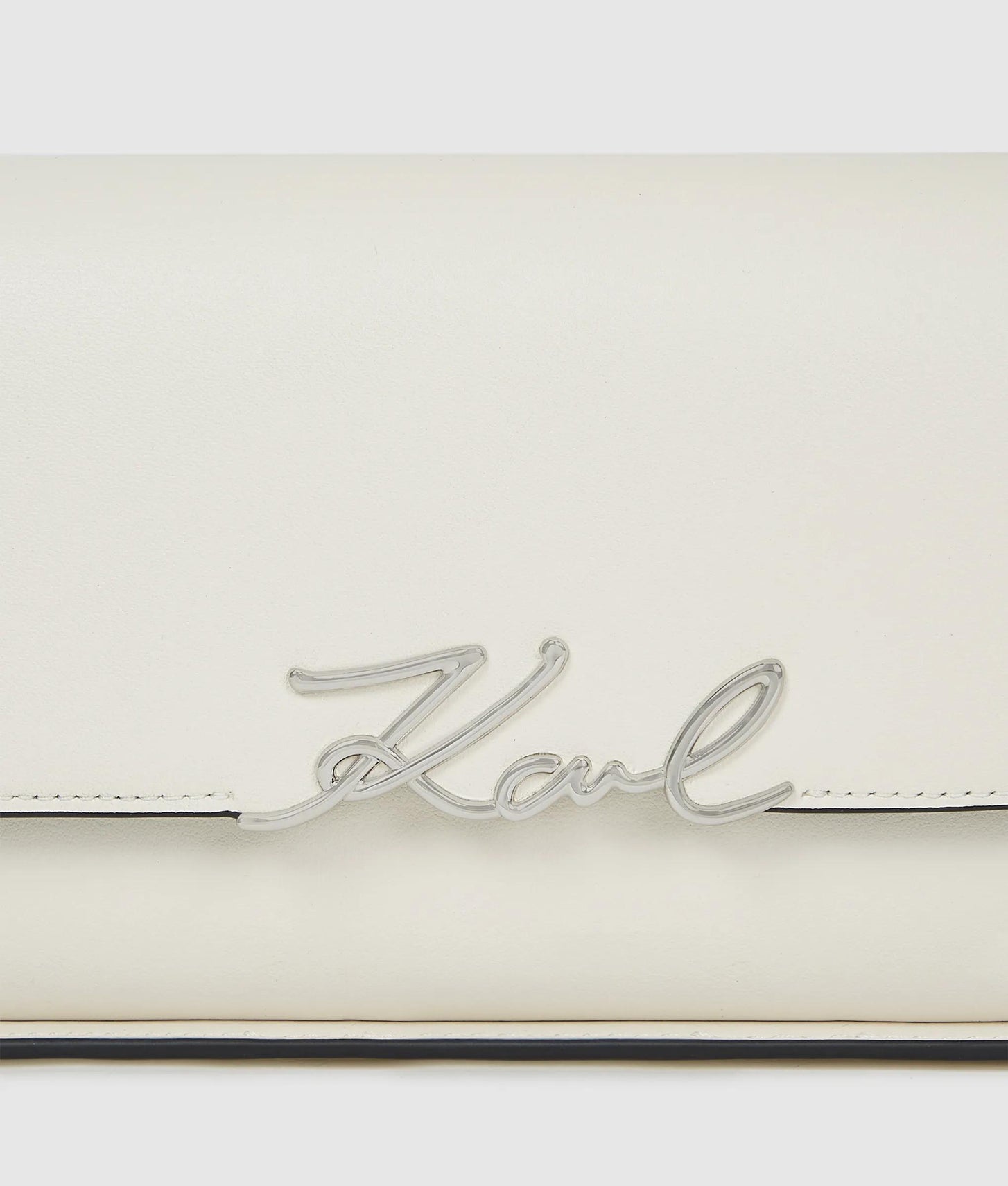 KarlLagerfeld Ksignature Elongated Shoulder Bag Off White