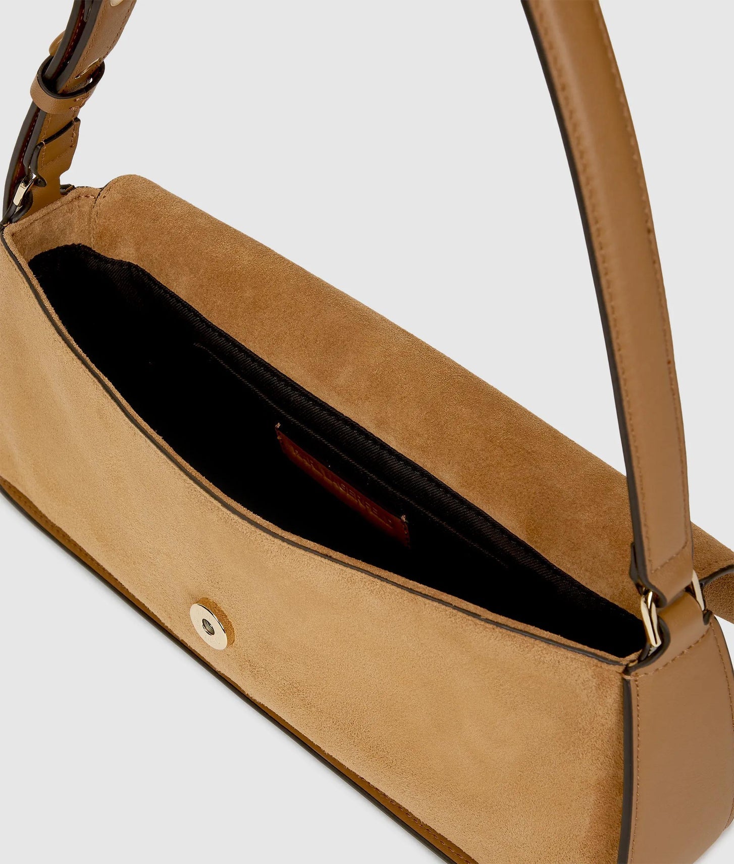 KarlLagerfeld Ksignature Suede Shoulder Bag Caramel