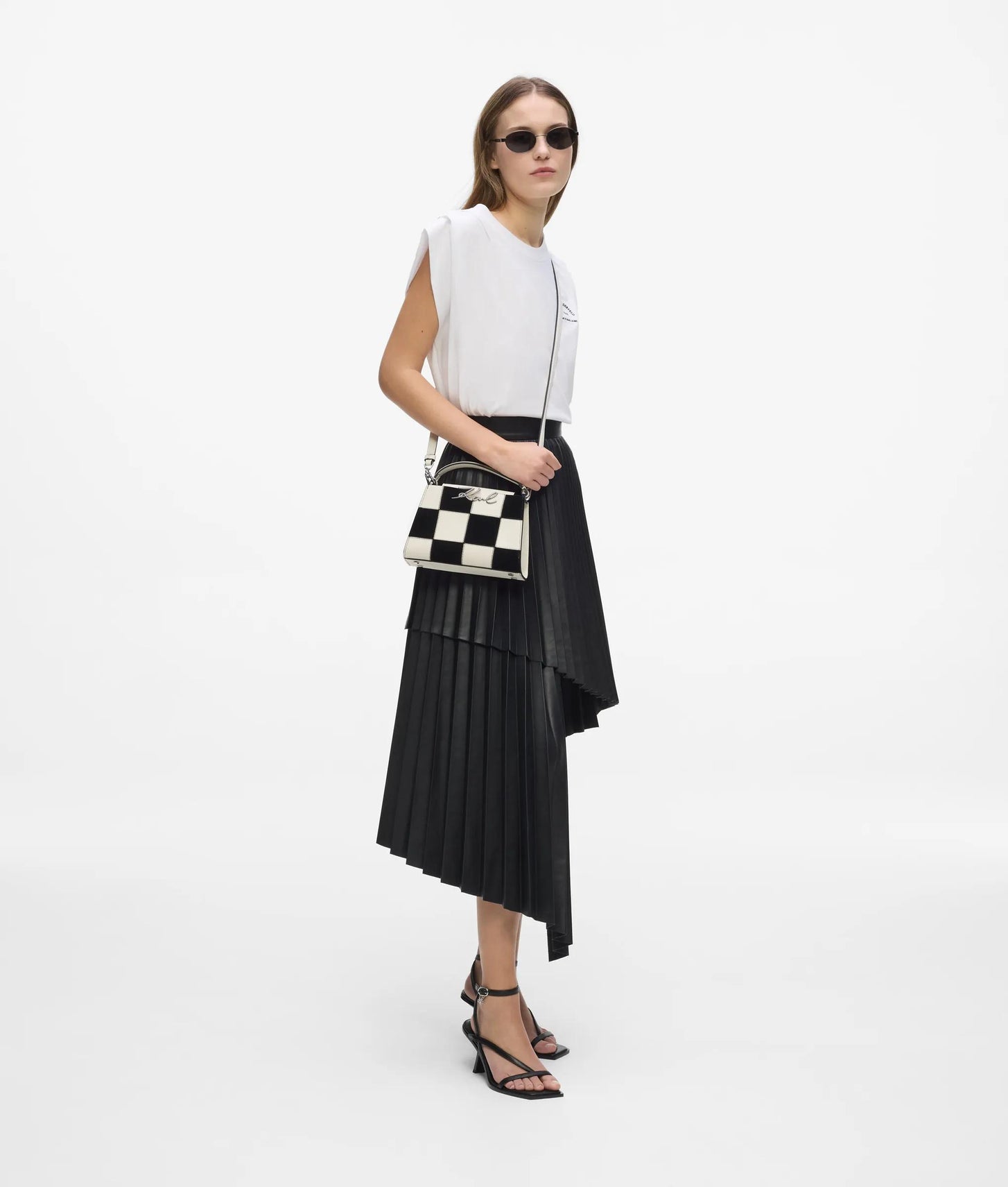 KarlLagerfeld Ksignature Checkered Top Handle Bag Black/White Check