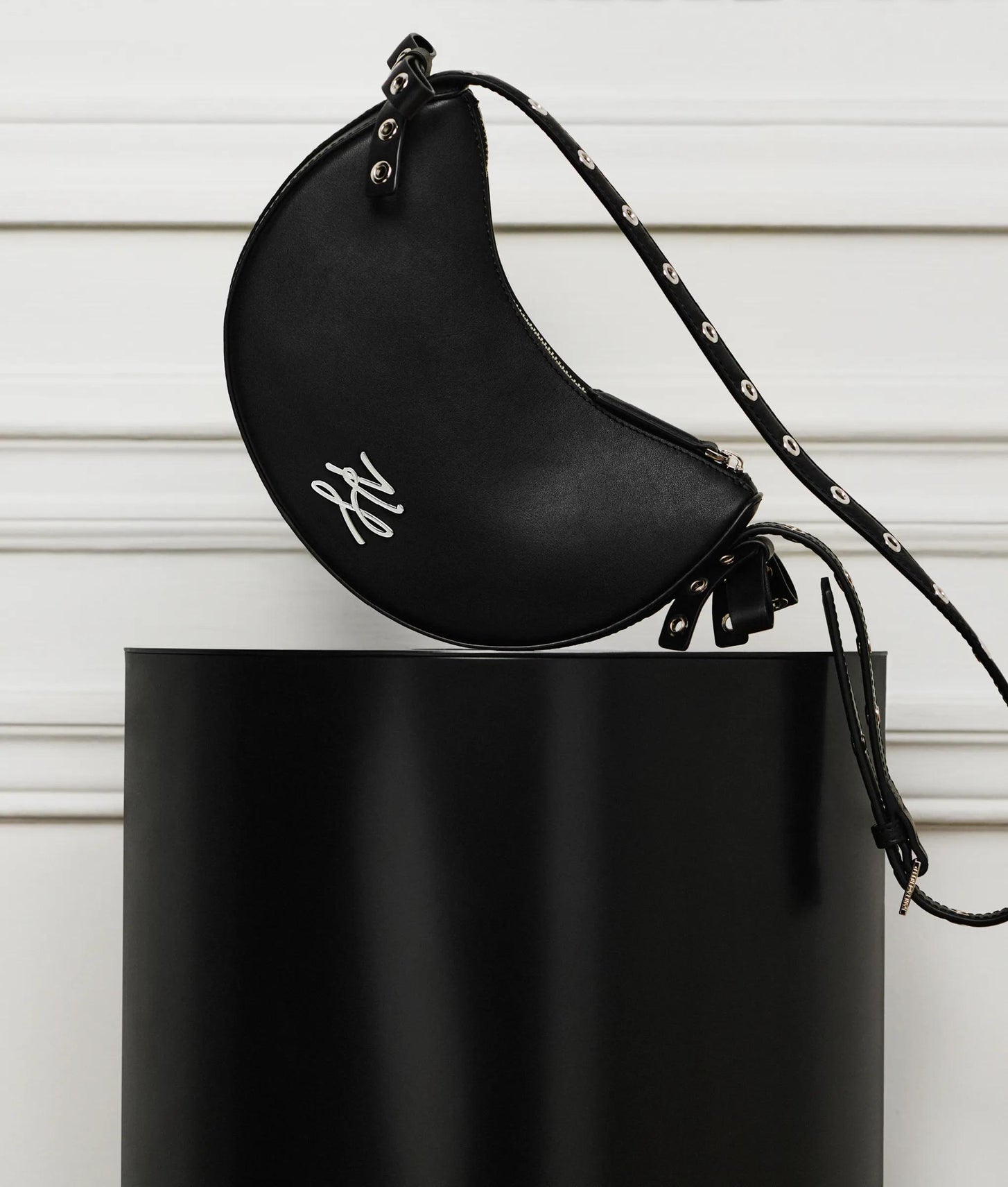 KarlLagerfeld Kautograph Moon Bow Crossbody Bag Black Embellishment