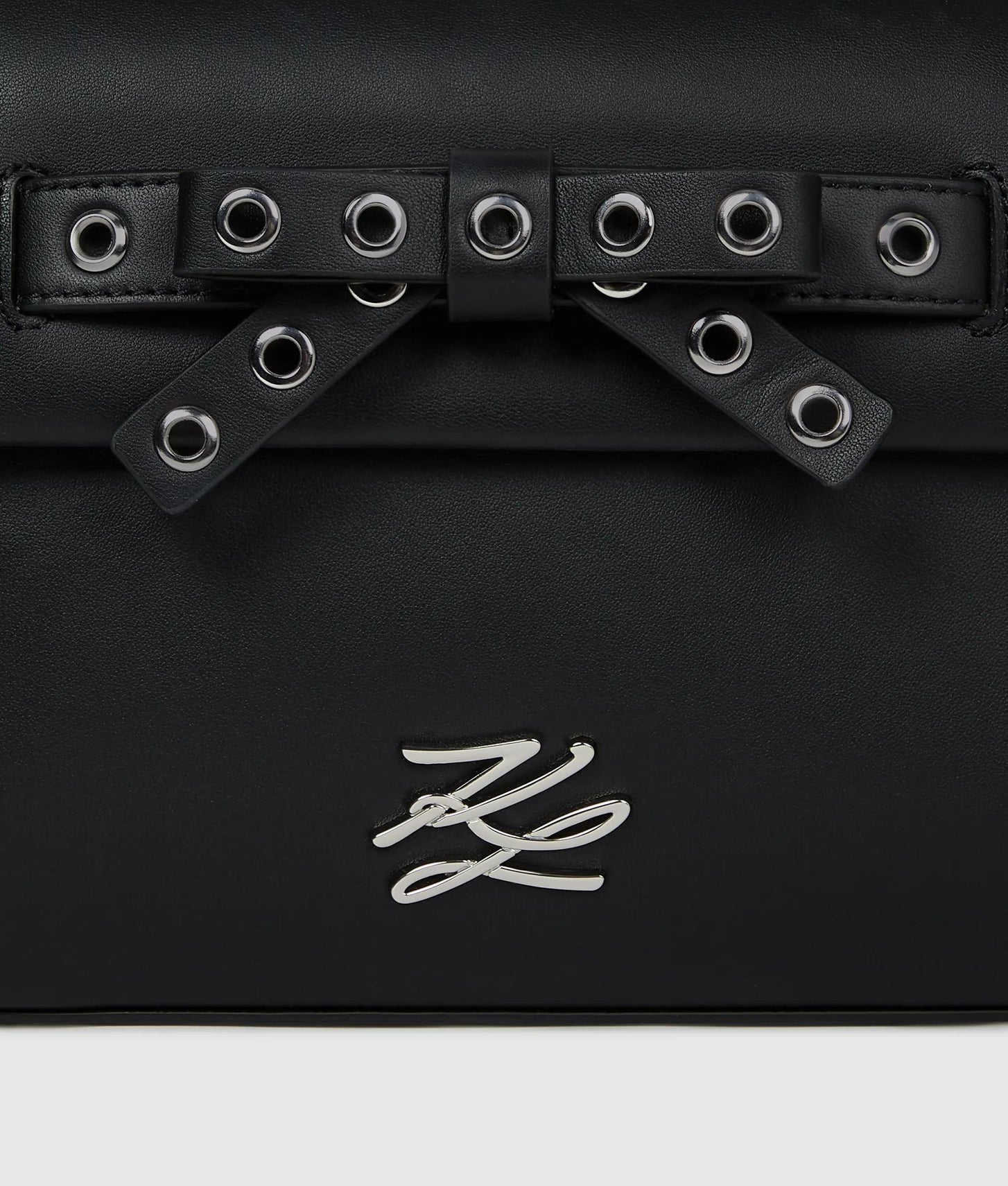 KarlLagerfeld Kautograph Small Bow Top Handle Bag Black Embellishment