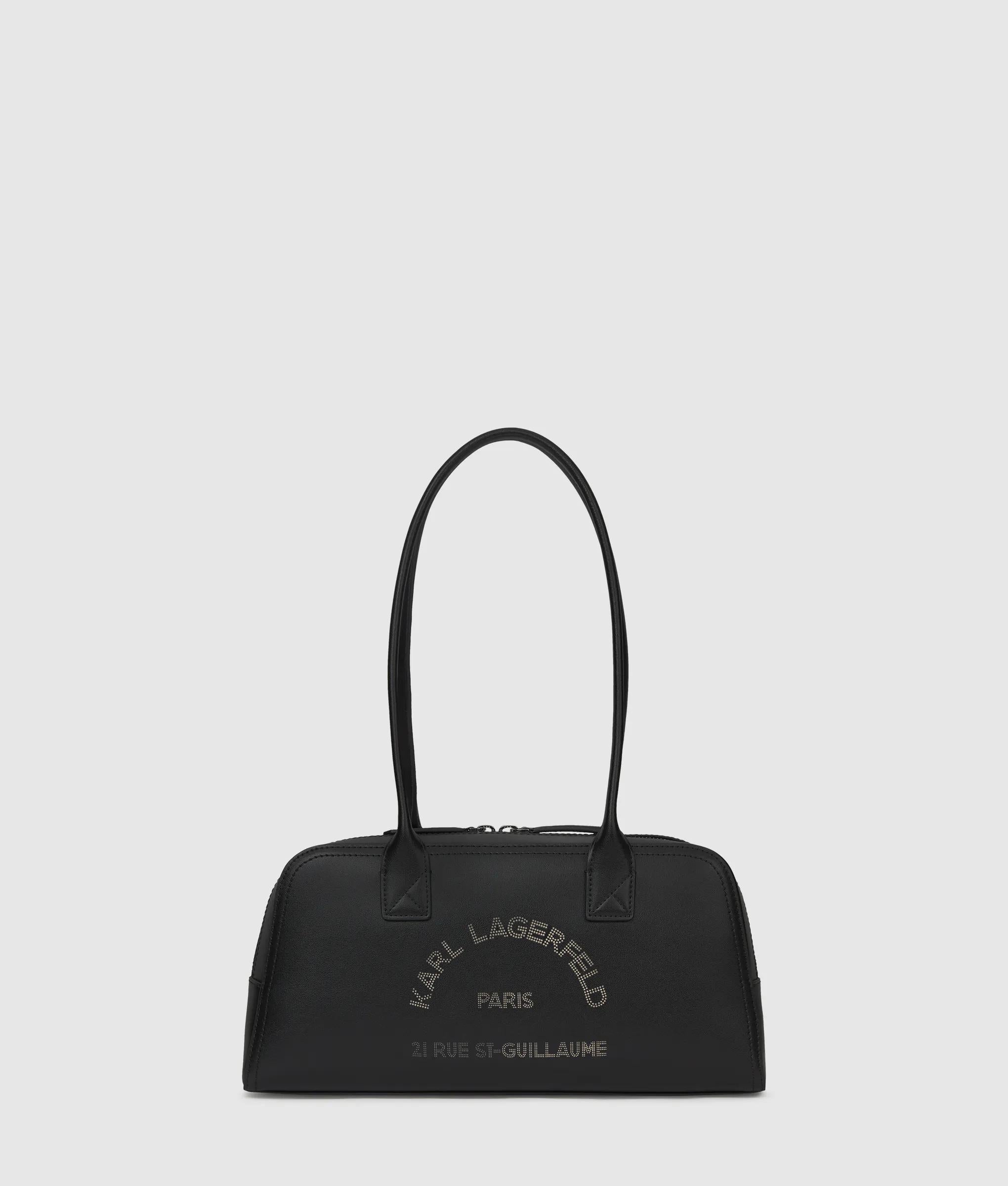 KarlLagerfeld Kdaily Leather Bowling Bag Black-Nickel