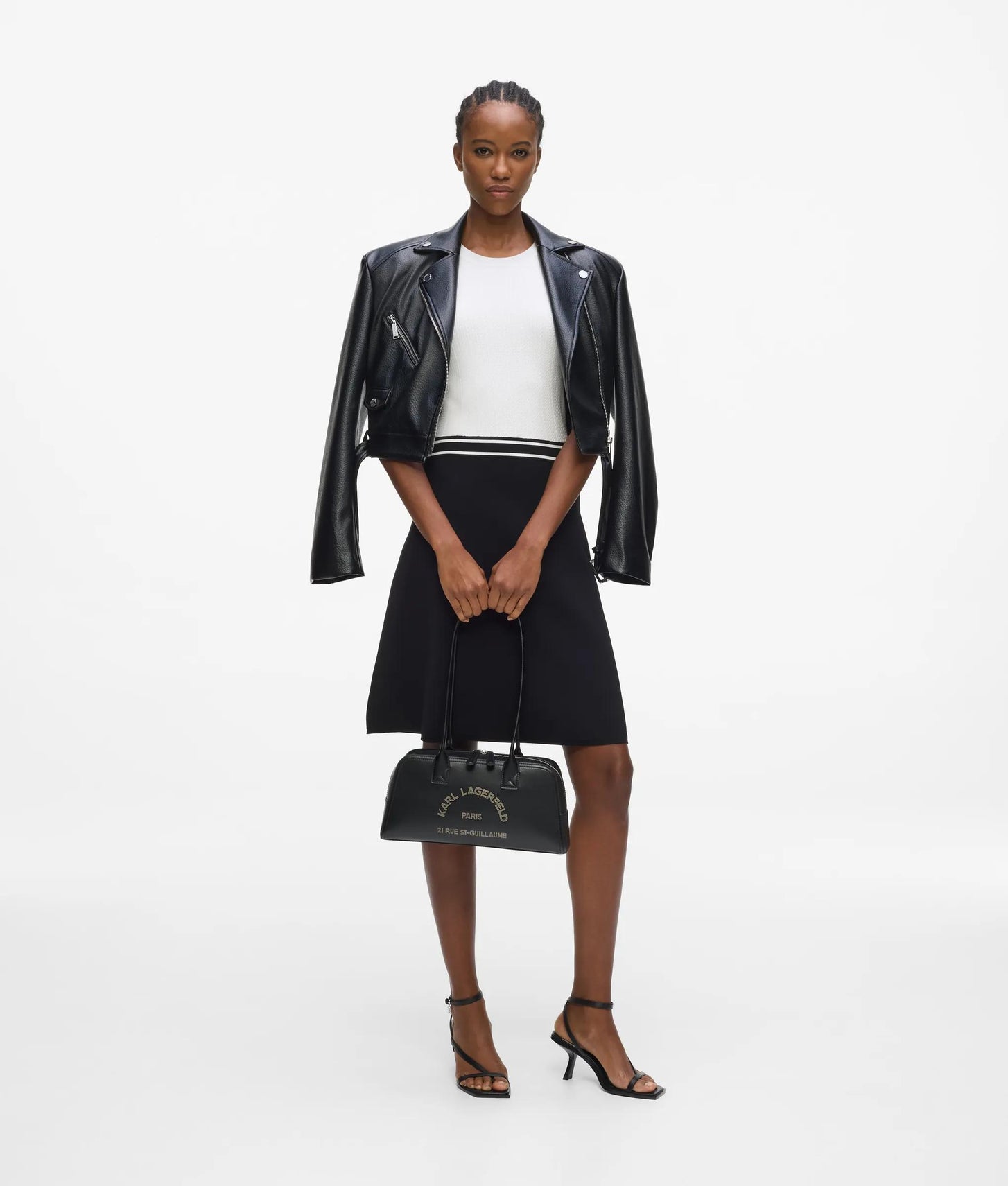 KarlLagerfeld Kdaily Leather Bowling Bag Black-Nickel