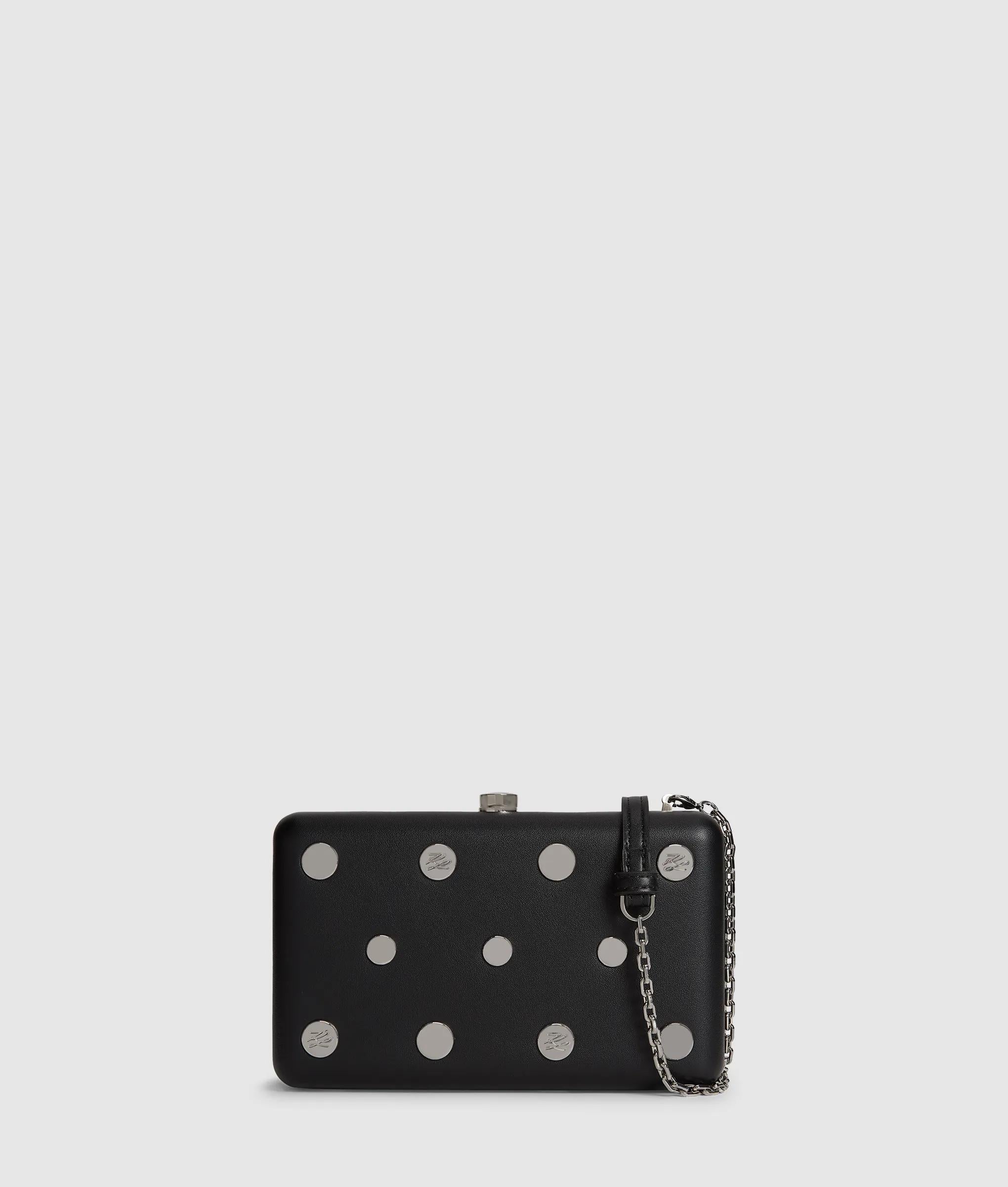 KarlLagerfeld Ksoiree Studded Minaudière Bag Black Embellishment