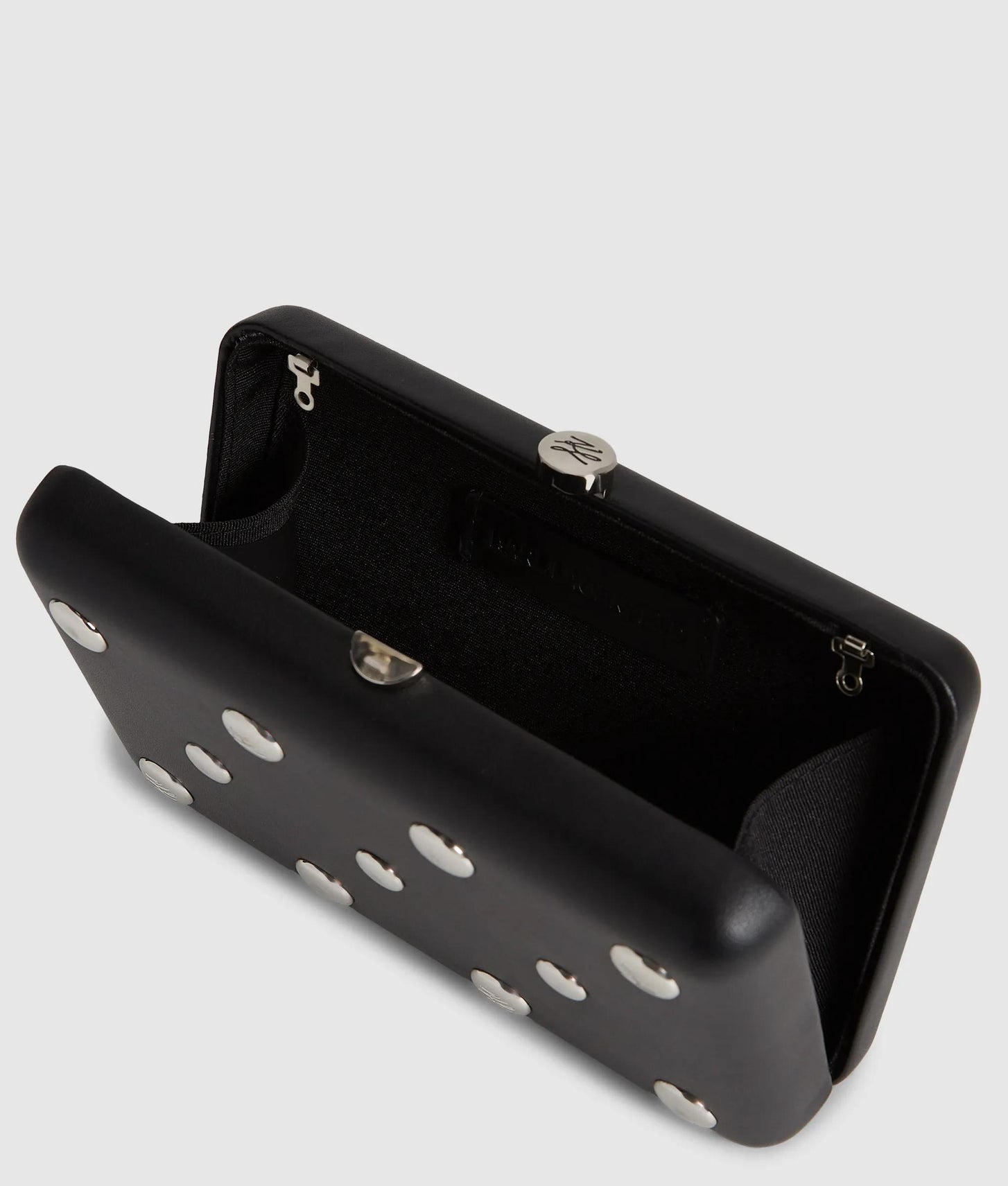 KarlLagerfeld Ksoiree Studded Minaudière Bag Black Embellishment