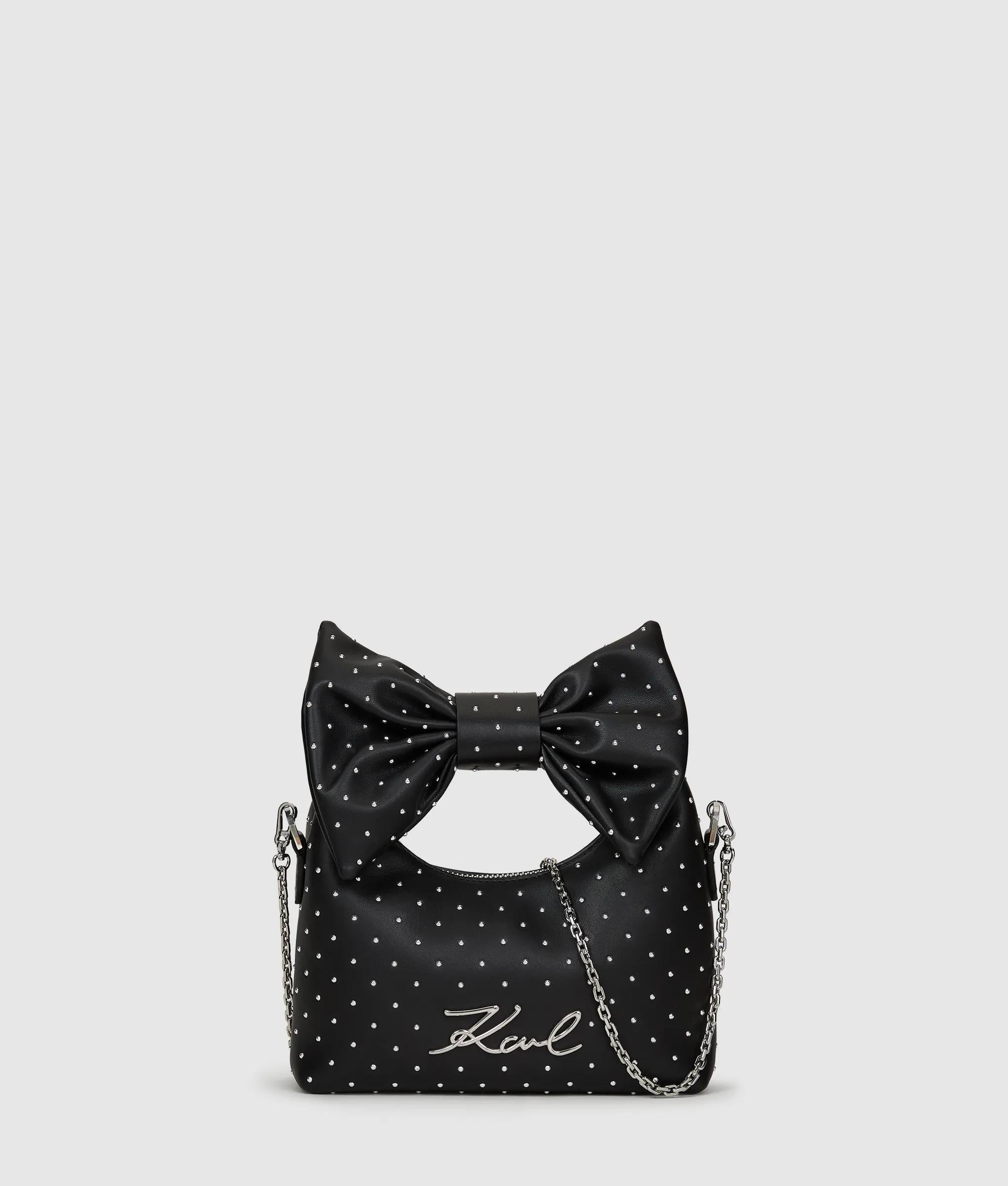 KarlLagerfeld Ksoiree Mini Bow Crossbody Bag Black Embellishment