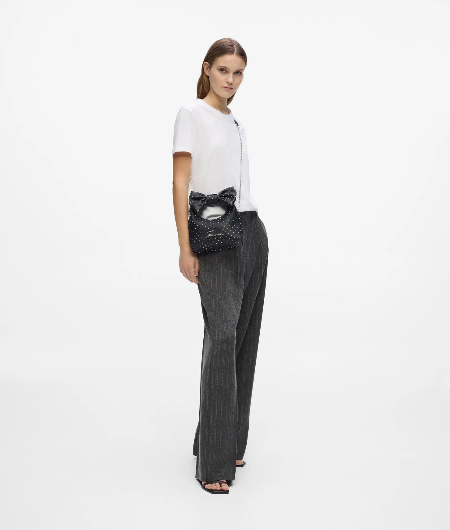 KarlLagerfeld Ksoiree Mini Bow Crossbody Bag Black Embellishment