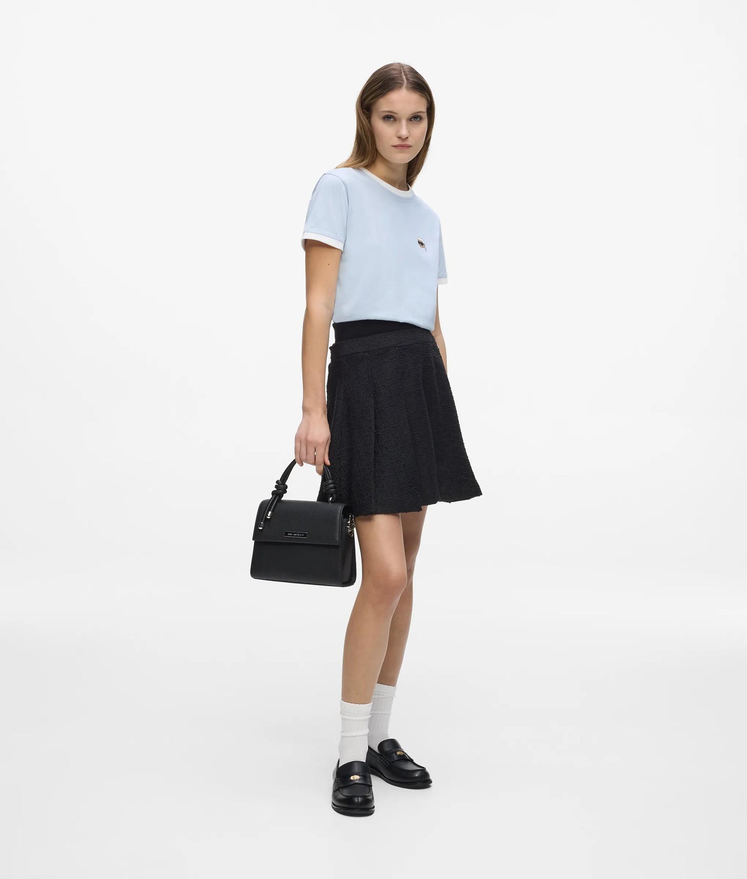 KarlLagerfeld Ikon Pebble Satchel Bag Black