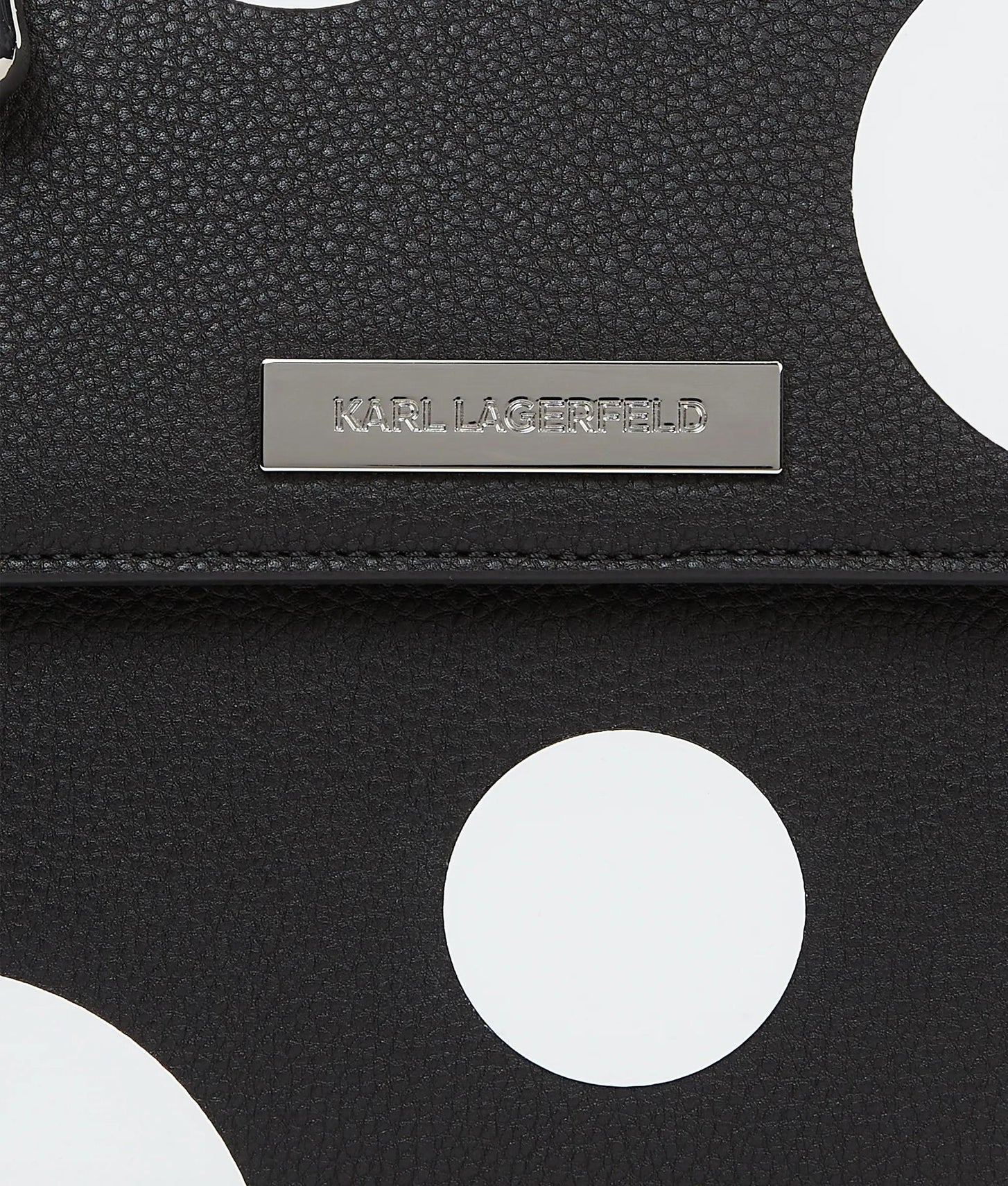 KarlLagerfeld Ikon Pebble Satchel Bag Variable Black And White Polka Dot
