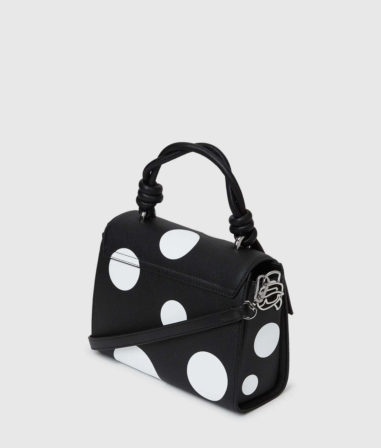 KarlLagerfeld Ikon Pebble Satchel Bag Variable Black And White Polka Dot