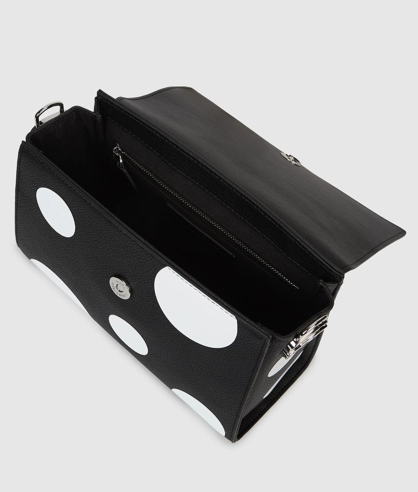 KarlLagerfeld Ikon Pebble Satchel Bag Variable Black And White Polka Dot