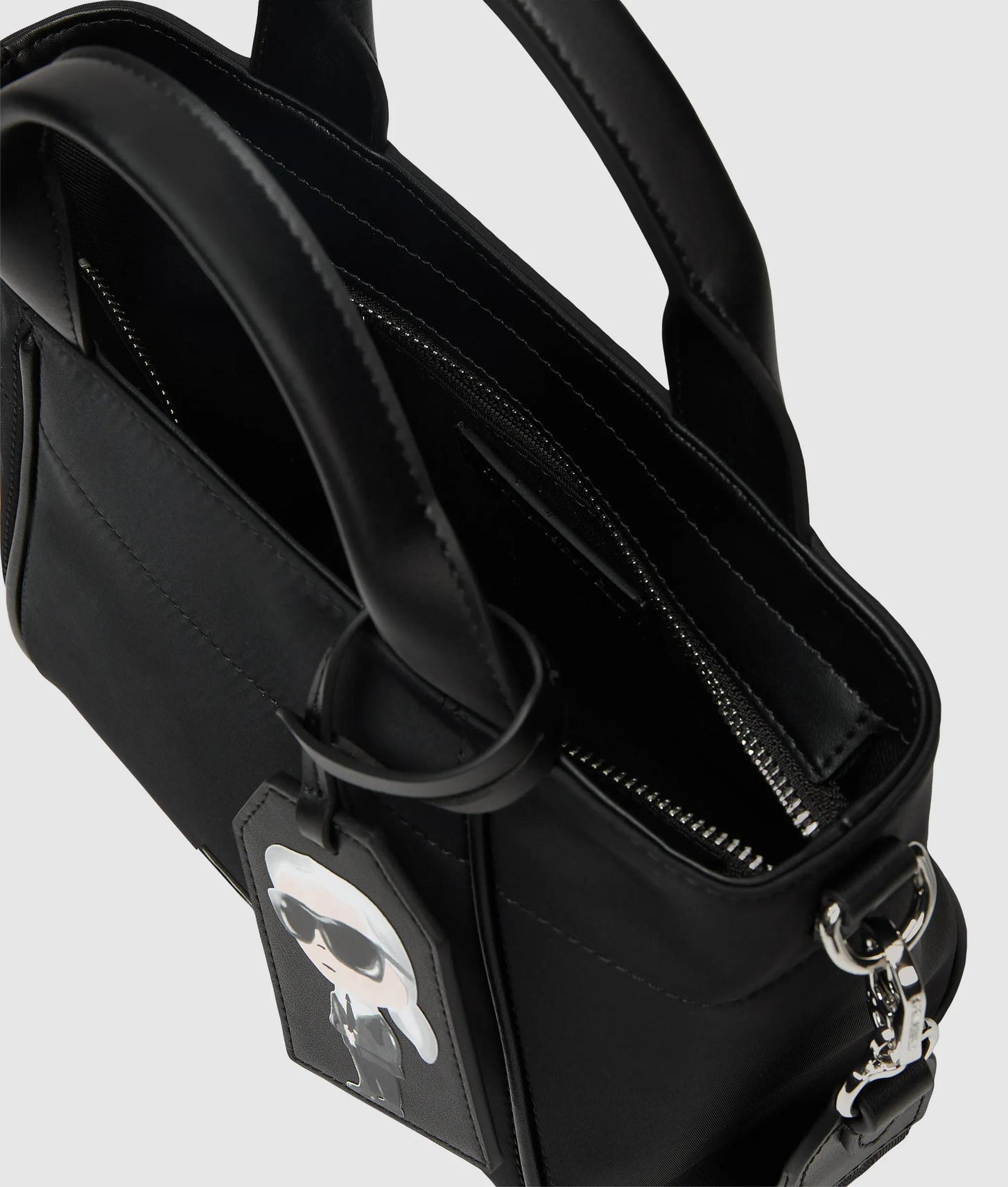 KarlLagerfeld Ikon Nylon Small Tag Tote Bag Black