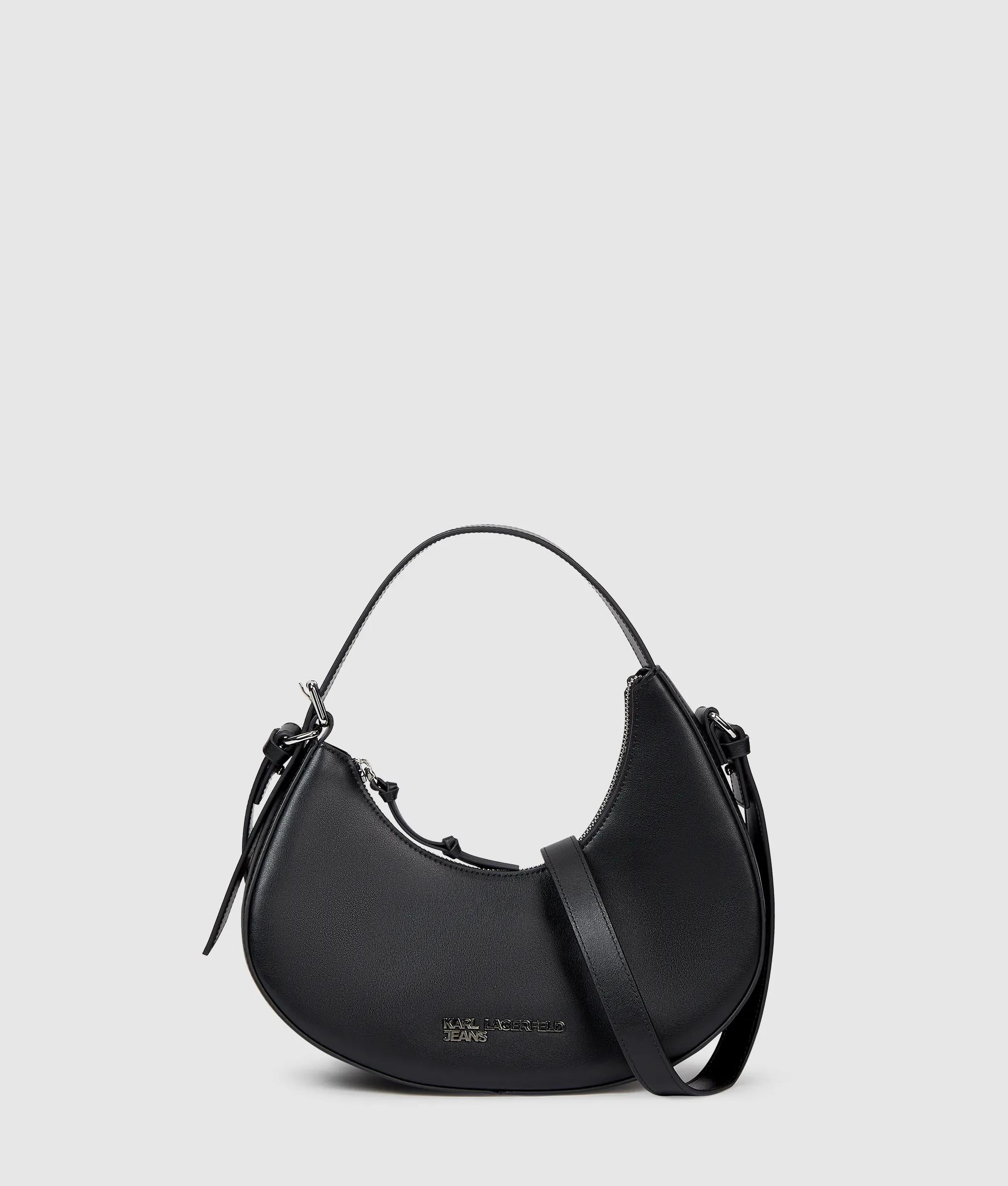 KarlLagerfeld Rounded Leather Top Handle Bag Black