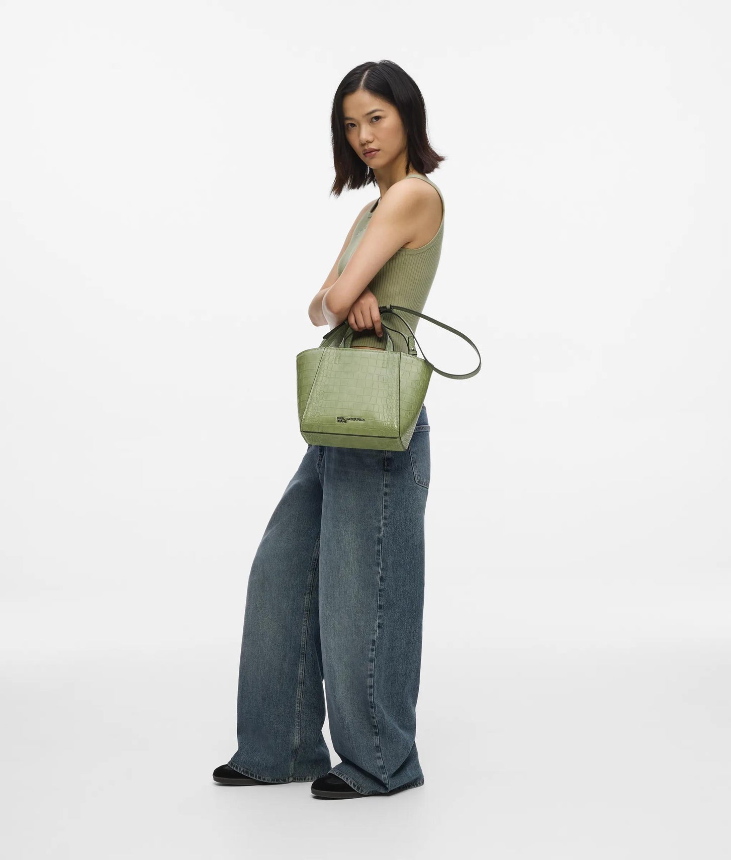 KarlLagerfeld Croco Mini Tote Bag Tea