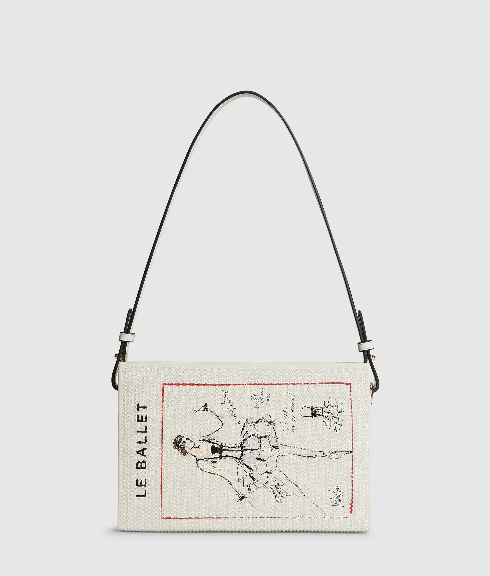 KarlLagerfeld Ksoiree Ballet Book Minaudière Bag Off White Embellishment
