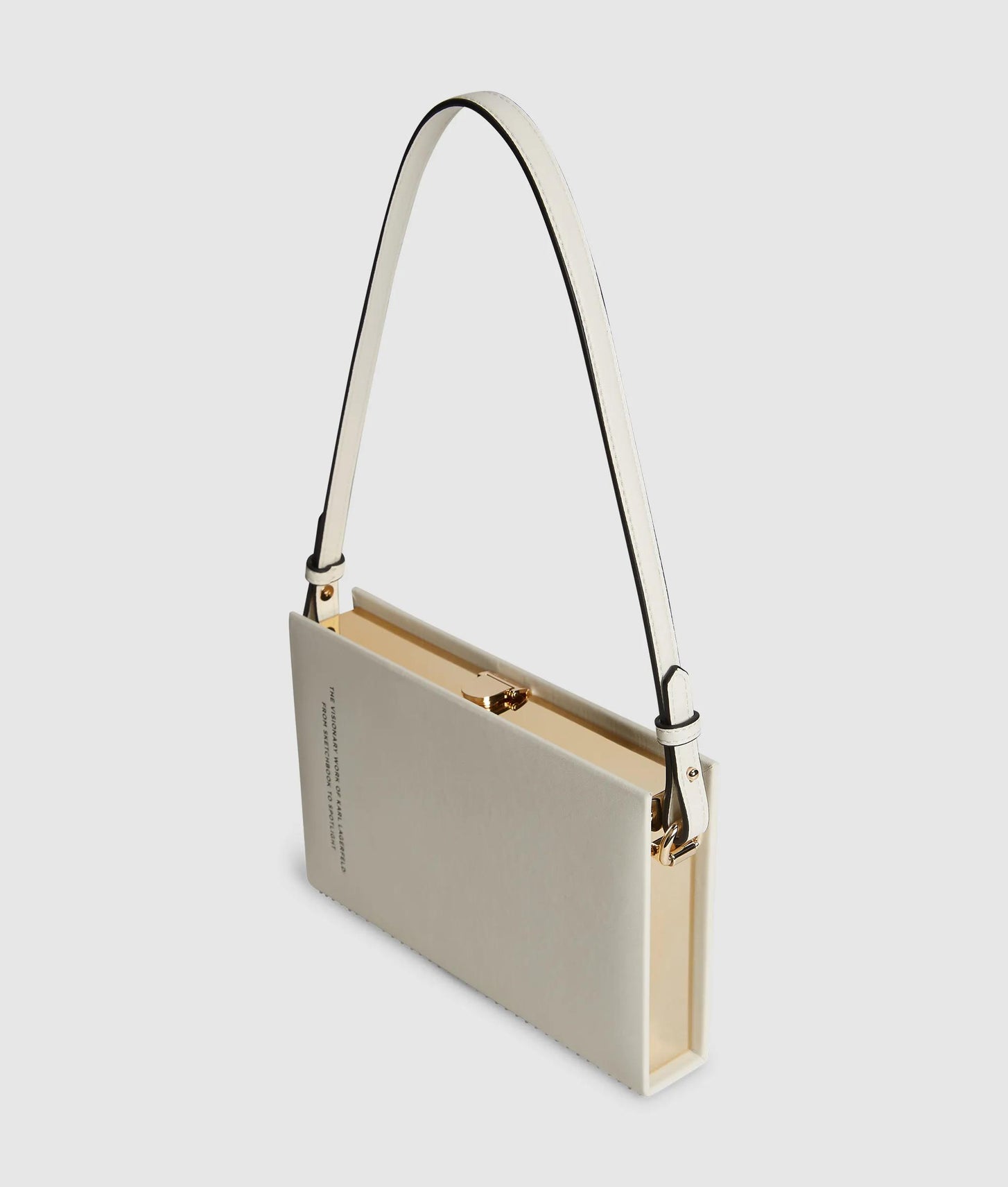 KarlLagerfeld Ksoiree Ballet Book Minaudière Bag Off White Embellishment