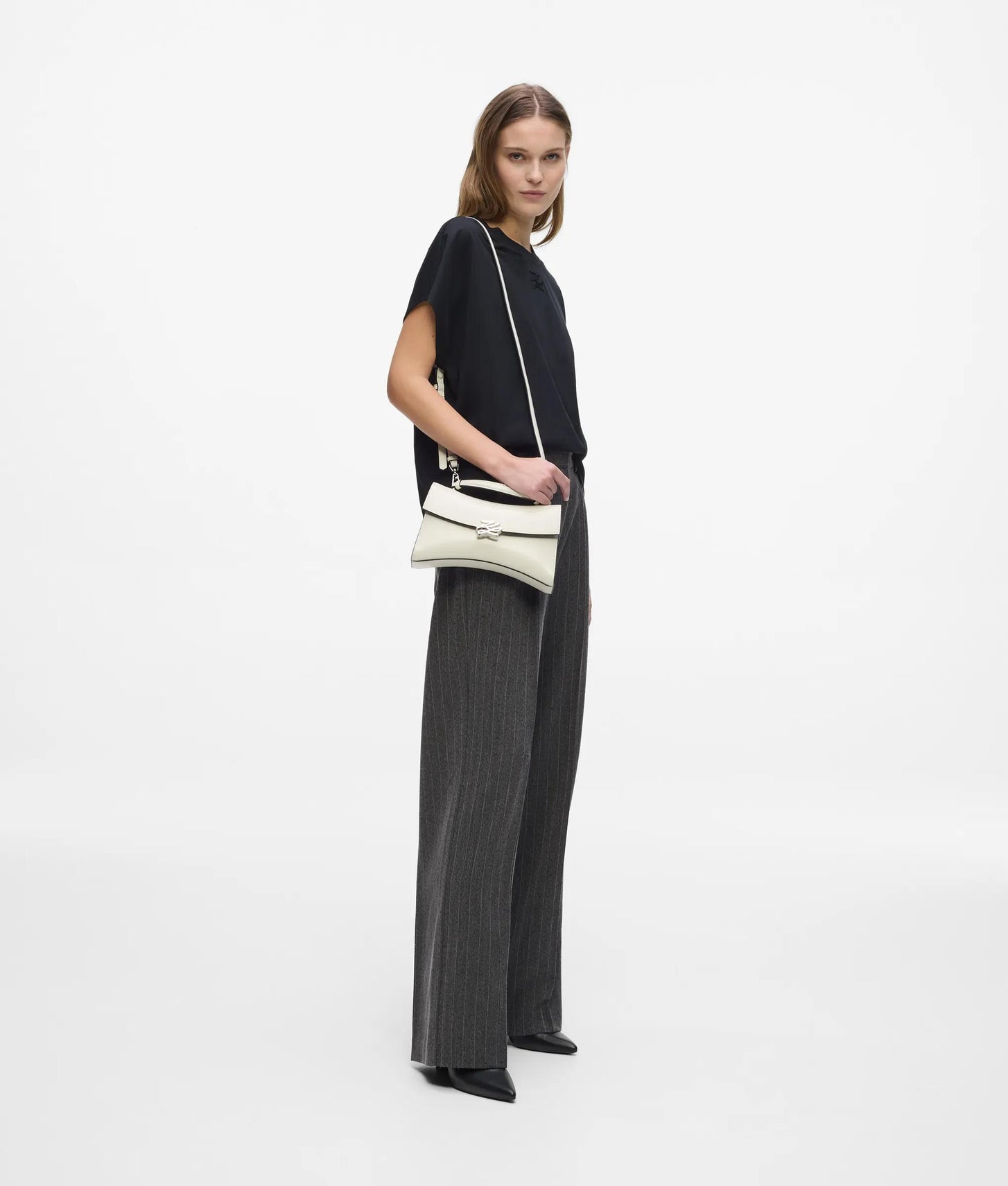 KarlLagerfeld Kautograph Twist Top Handle Bag Off White