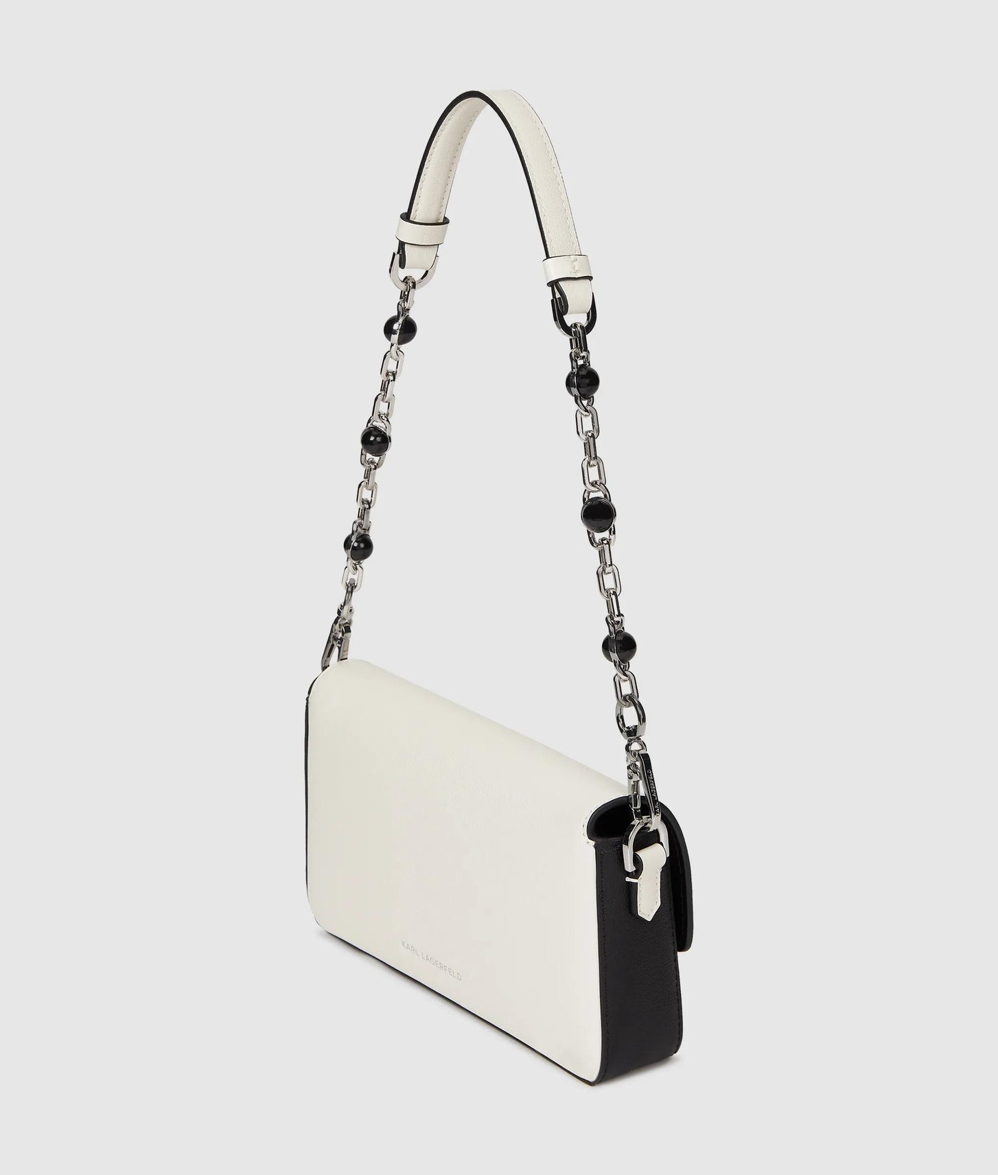 KarlLagerfeld Ksignature Faux-Pearl Shoulder Bag Black/White