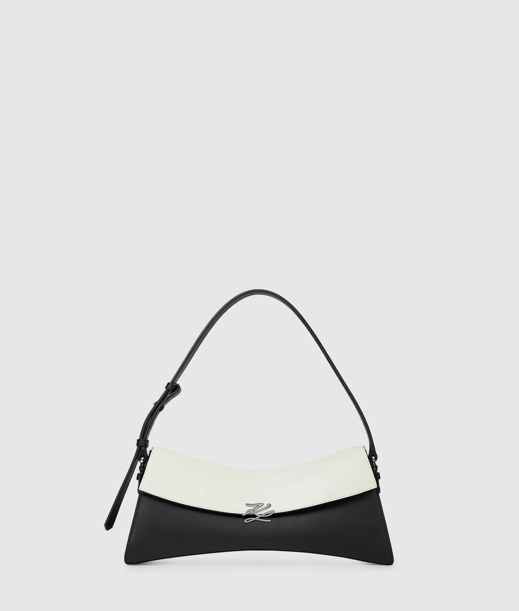 KarlLagerfeld Kautograph Twist Elongated Shoulder Bag Black/White