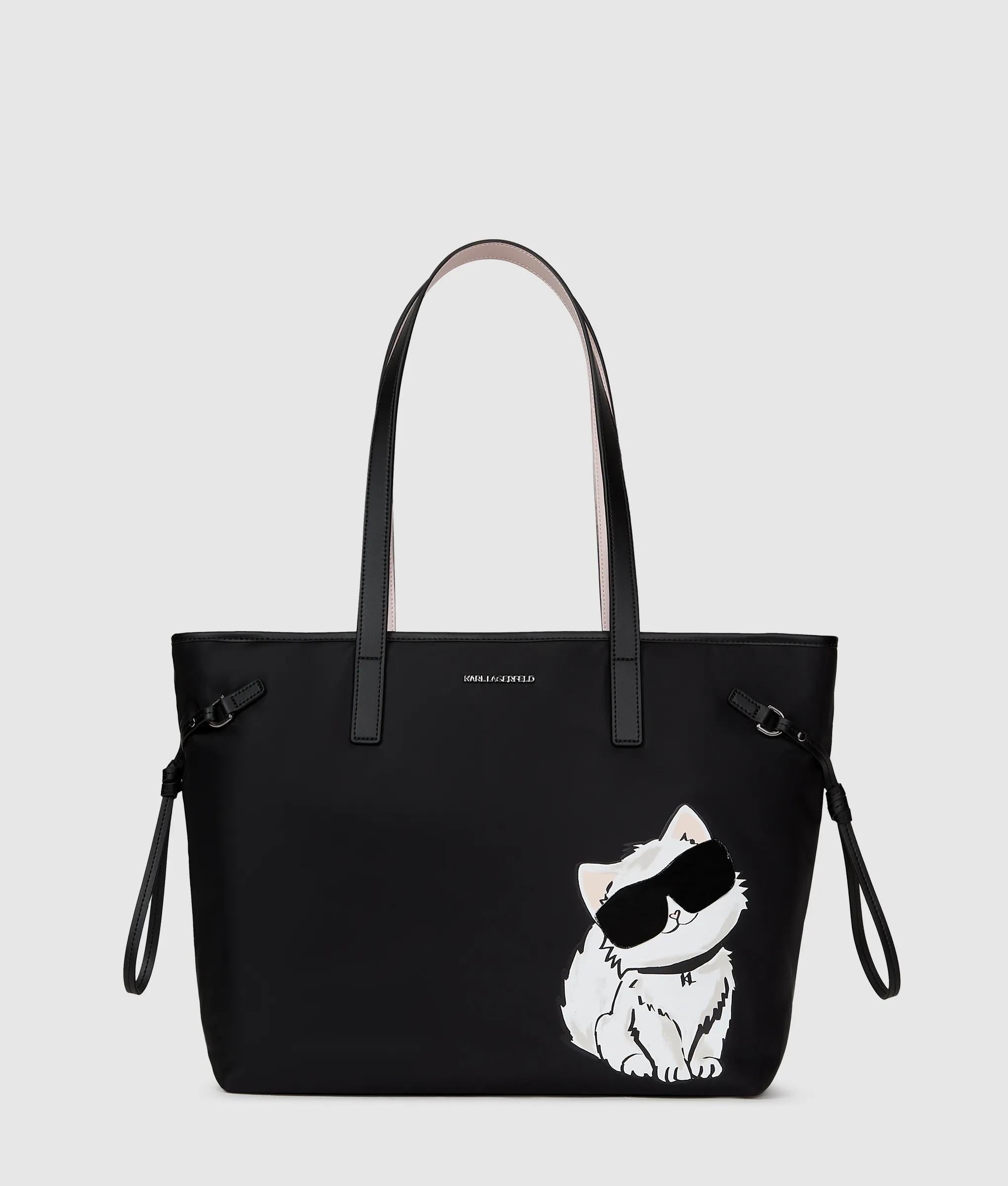 KarlLagerfeld Ikon Choupette Drawstring Tote Bag Black