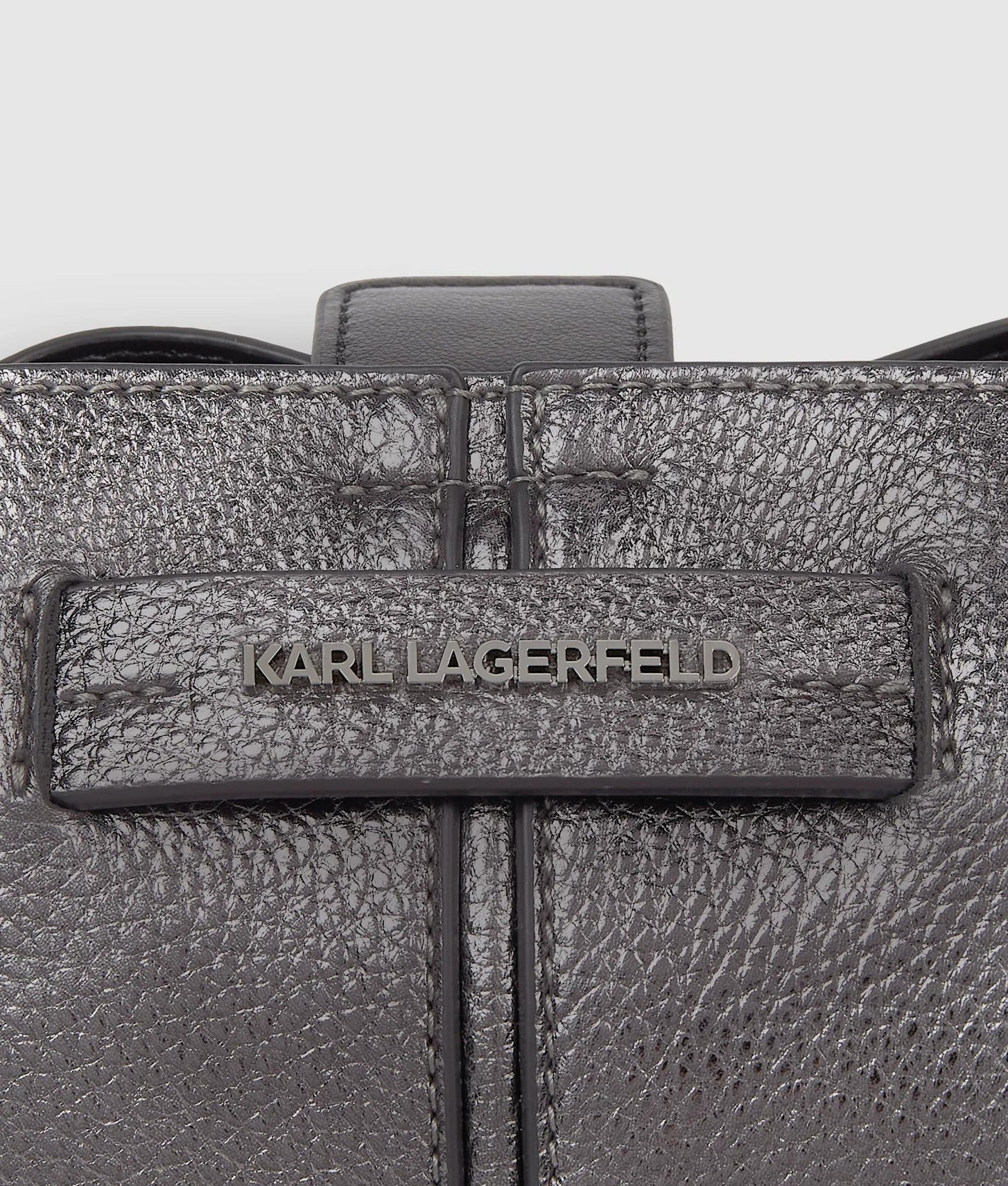 KarlLagerfeld Kpierced Mini Metallic Bucket Bag Gunmetal