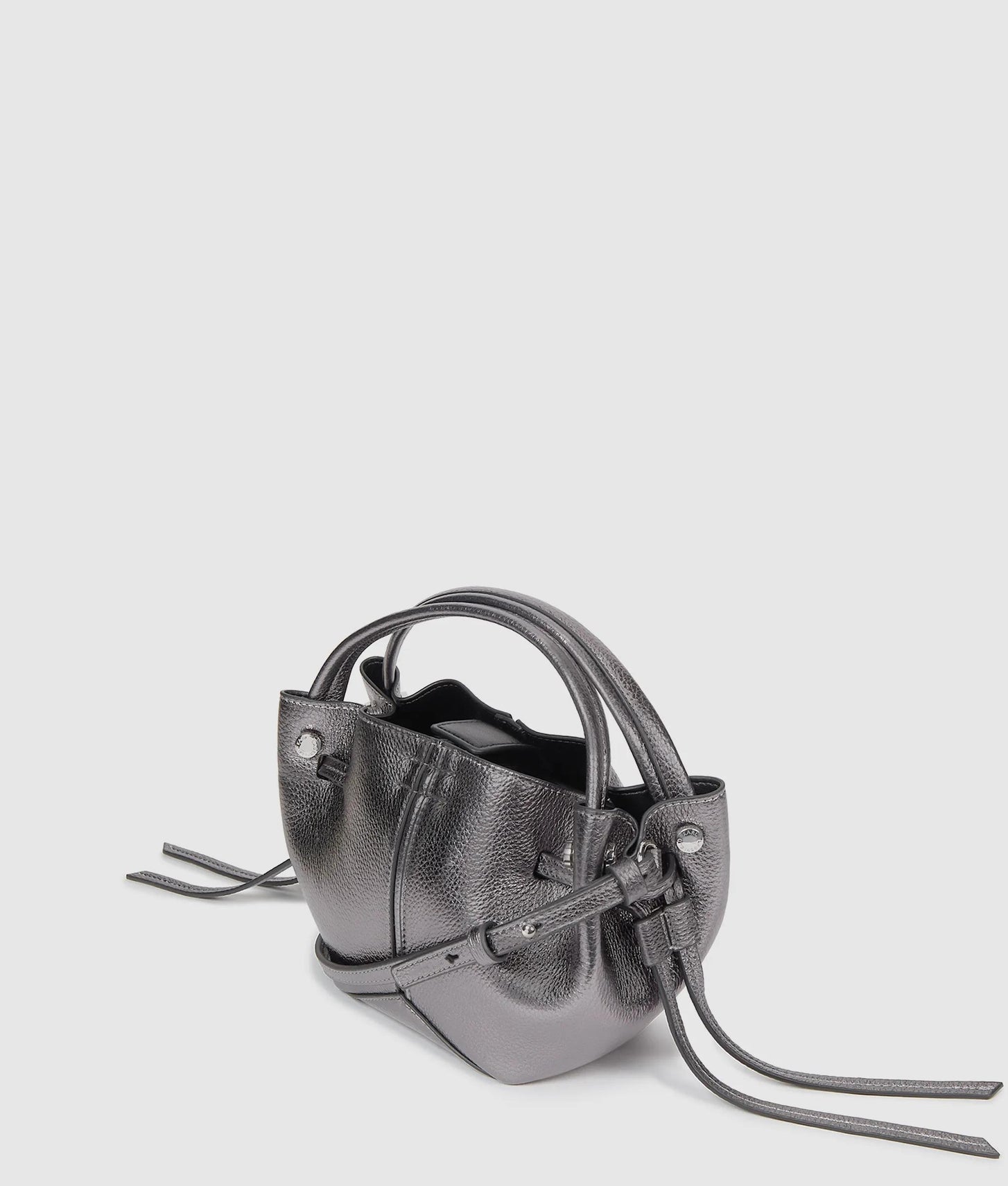 KarlLagerfeld Kpierced Mini Metallic Bucket Bag Gunmetal