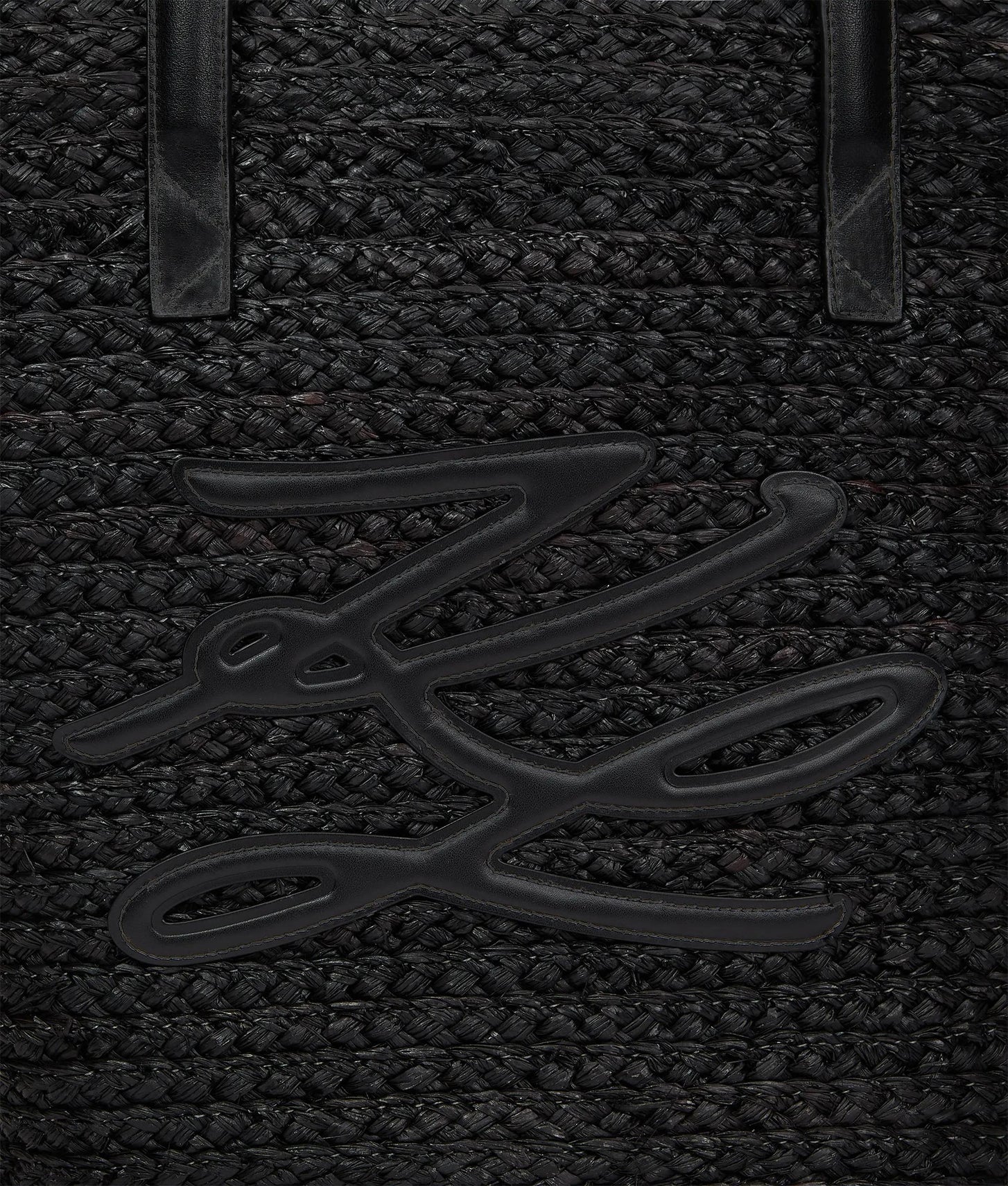 KarlLagerfeld Autograph Raffia Beach Bag Black