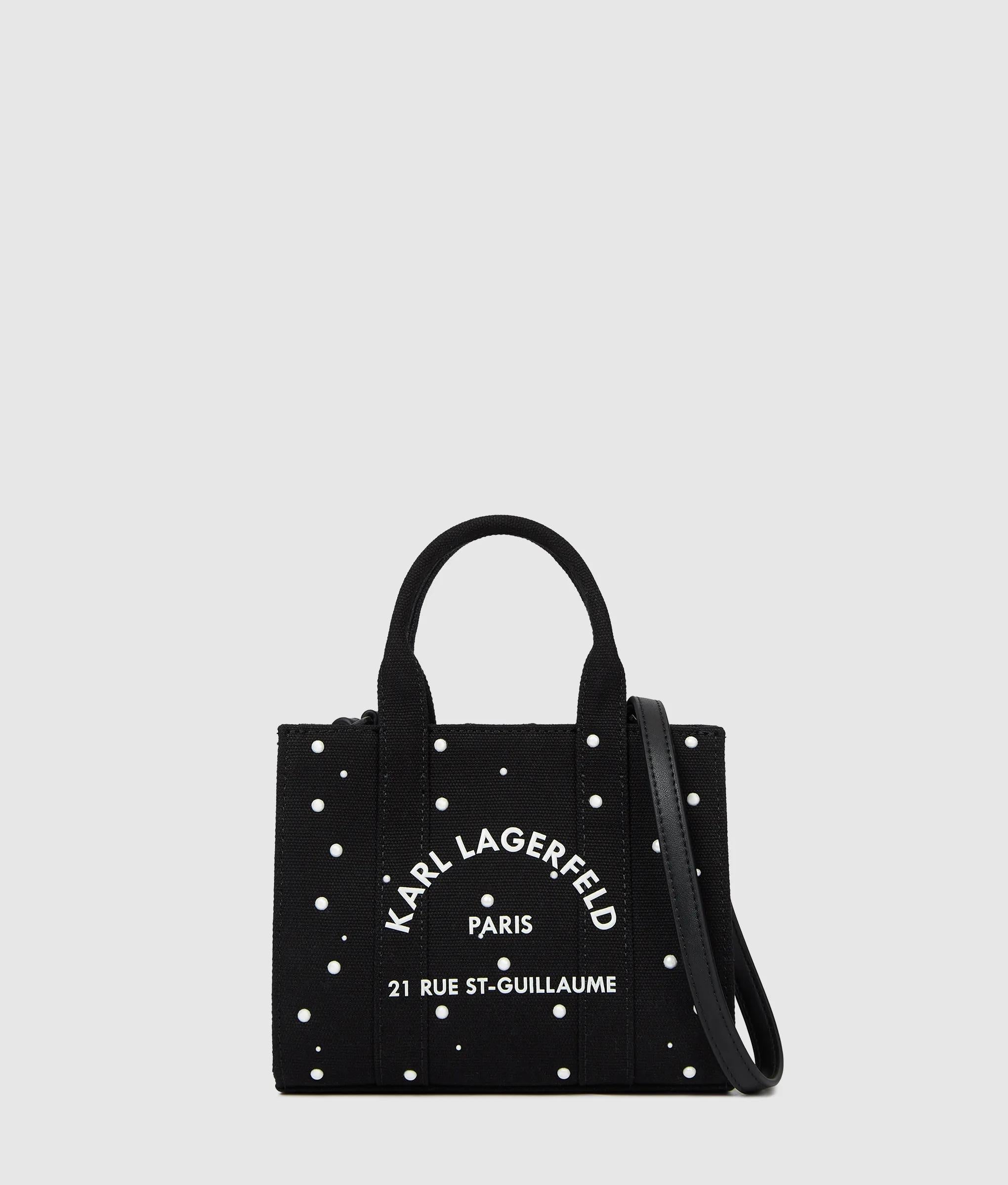 KarlLagerfeld Rue St-Guillaume Mini Faux-Pearls Tote Bag Black