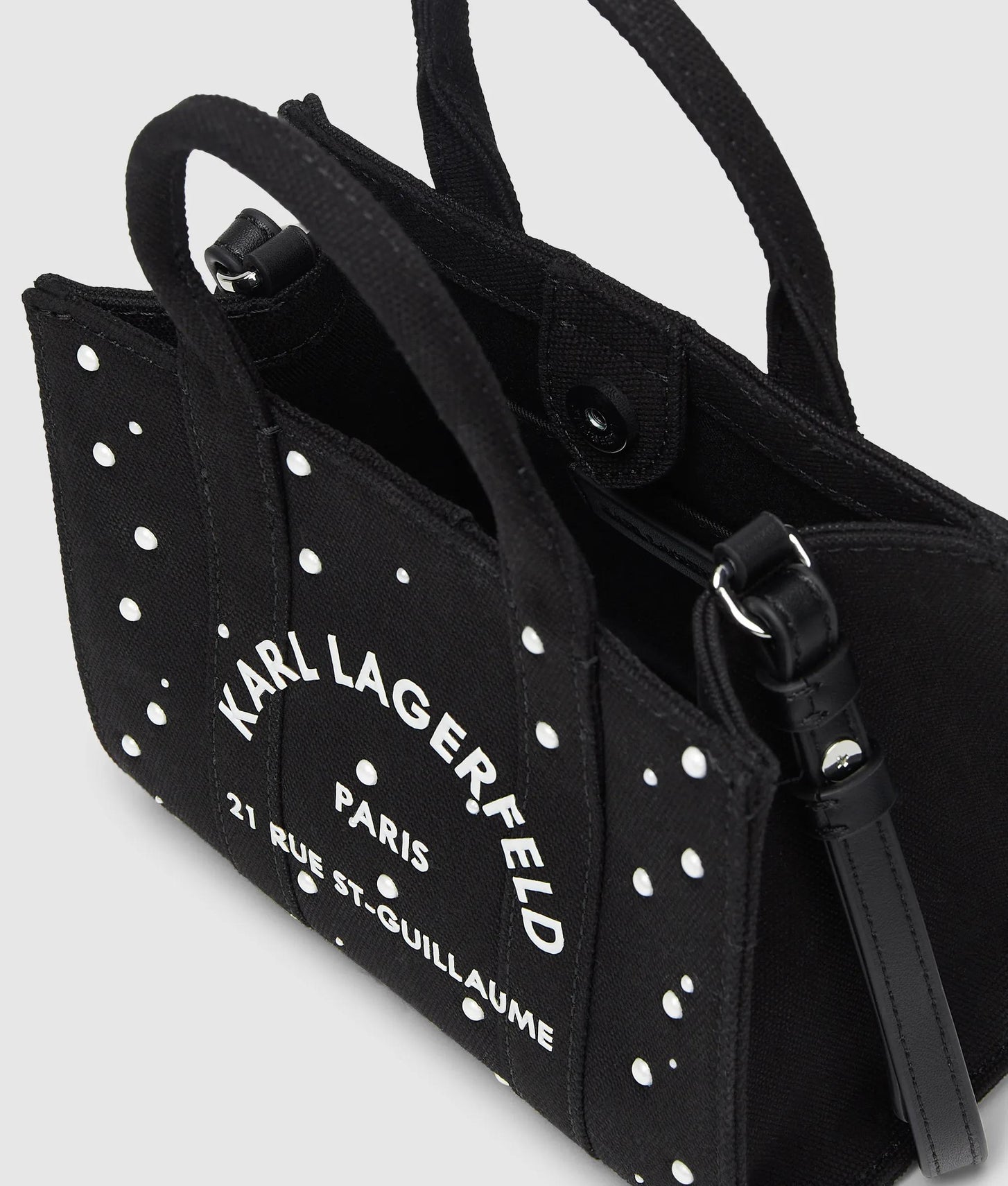 KarlLagerfeld Rue St-Guillaume Mini Faux-Pearls Tote Bag Black