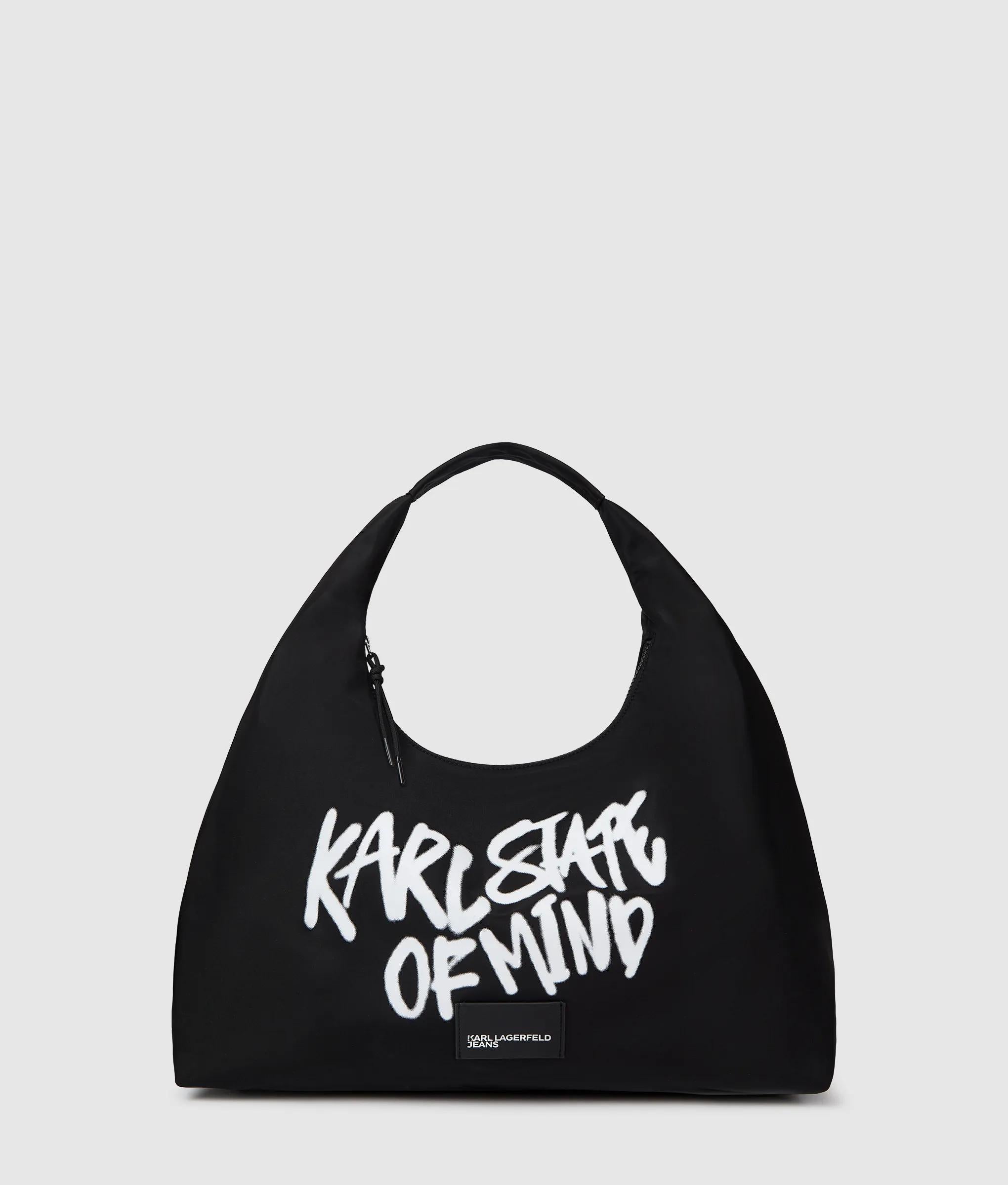 KarlLagerfeld Slouchy Karl Quote Tote Bag Black