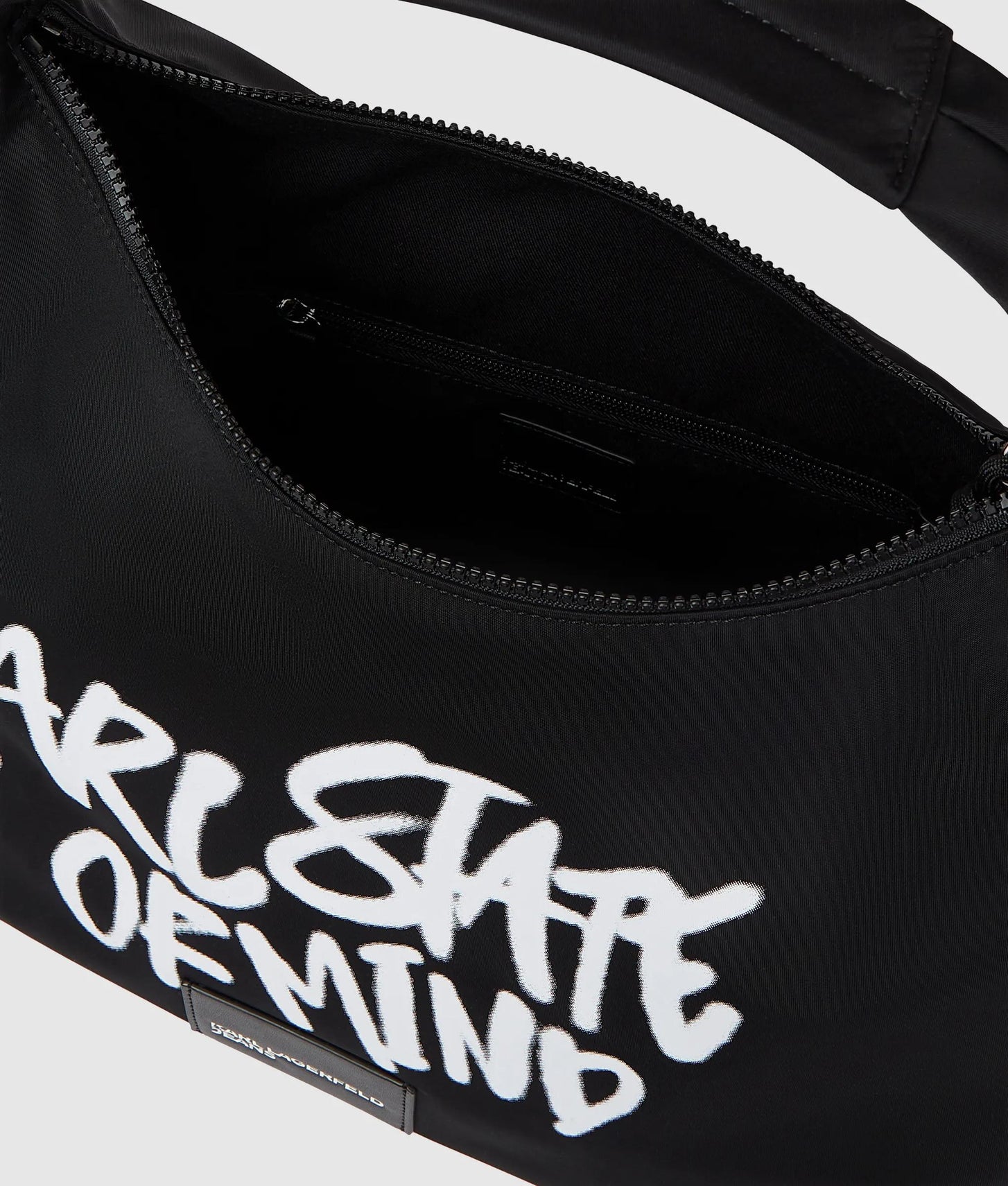 KarlLagerfeld Slouchy Karl Quote Tote Bag Black