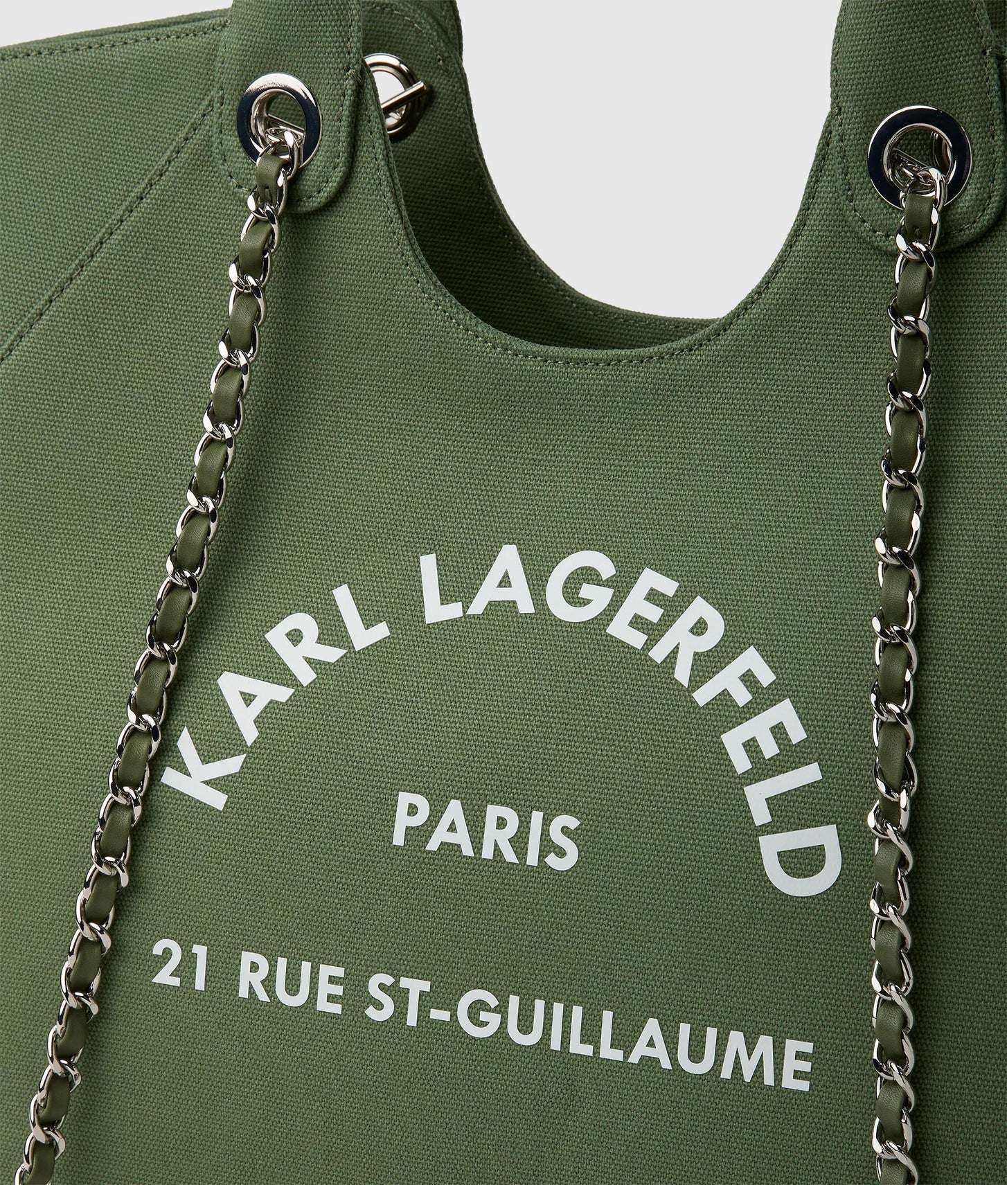 KarlLagerfeld Exclusive Rue St-Guillaume Chain Shopper Hedge Green