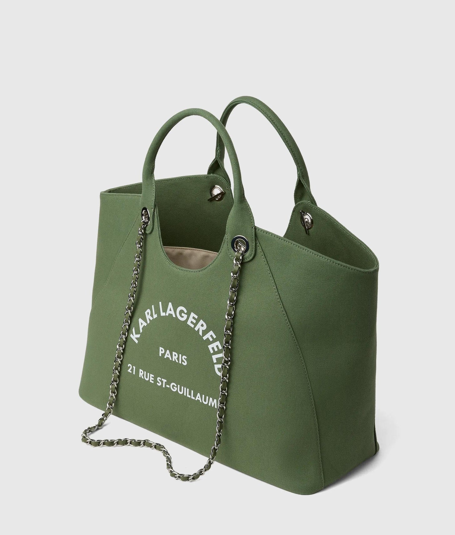 KarlLagerfeld Exclusive Rue St-Guillaume Chain Shopper Hedge Green
