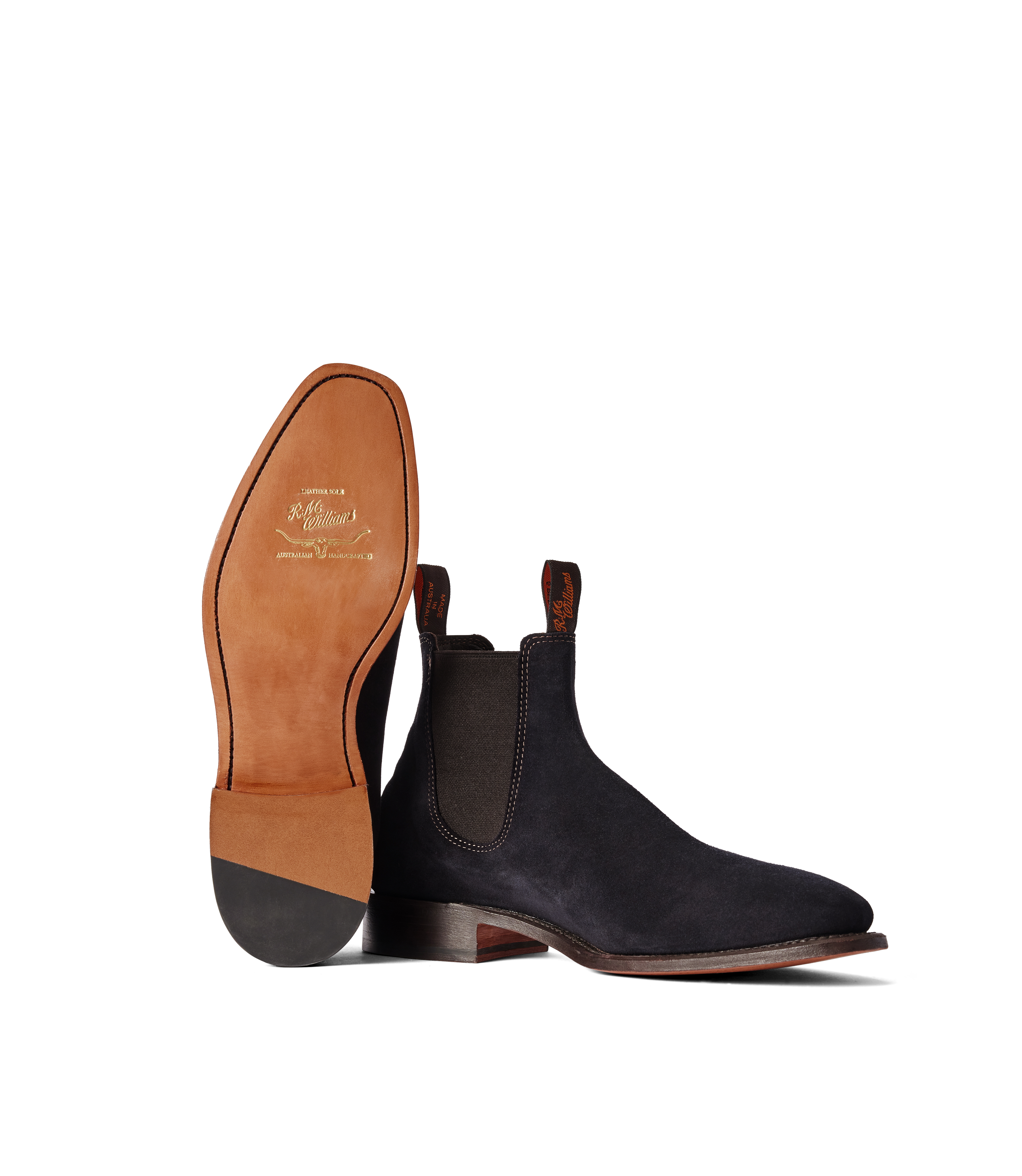 Heritage Craftsman boot dark navy suede leather