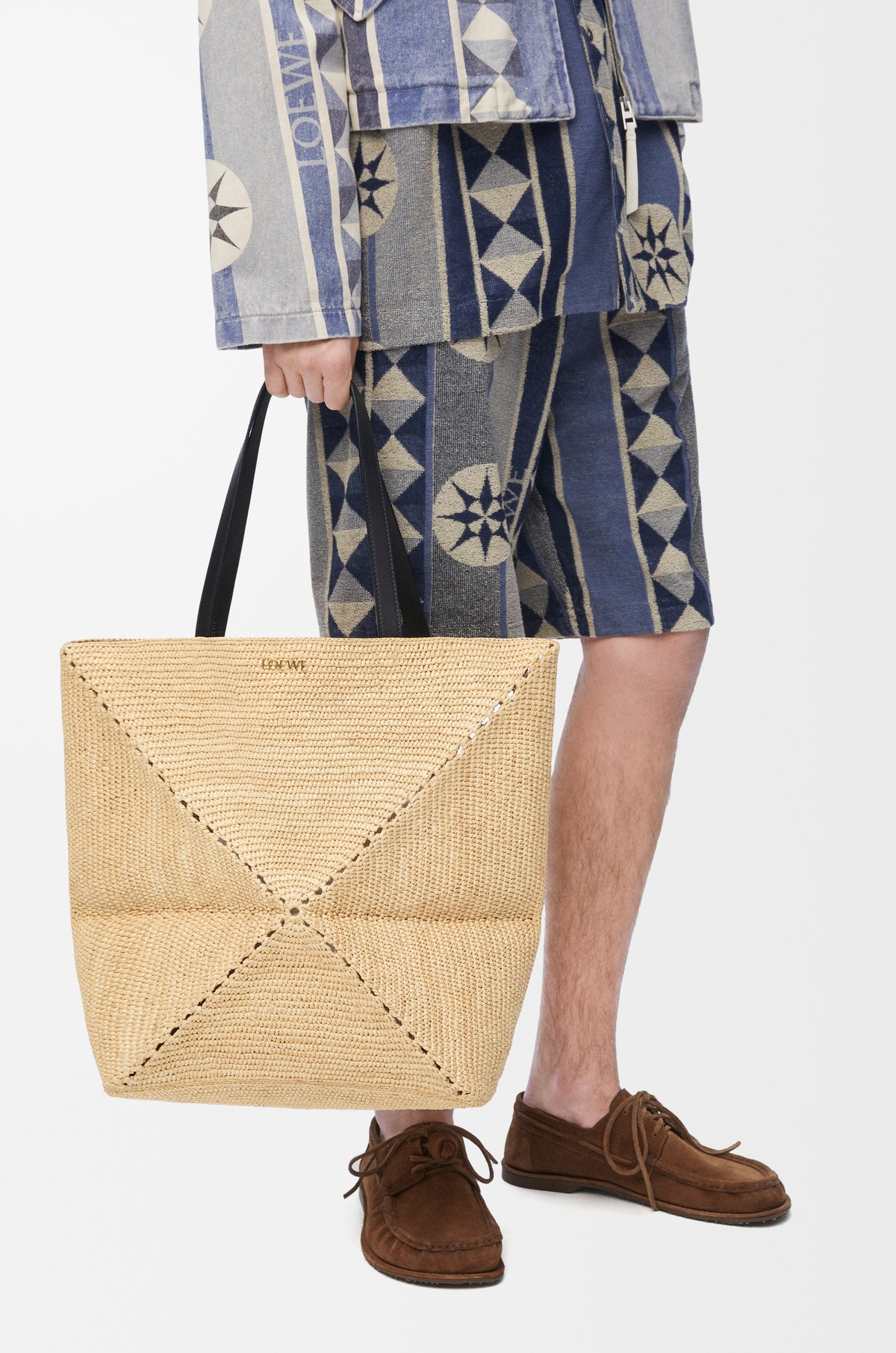 Loewe XL Puzzle Fold tote in raffia