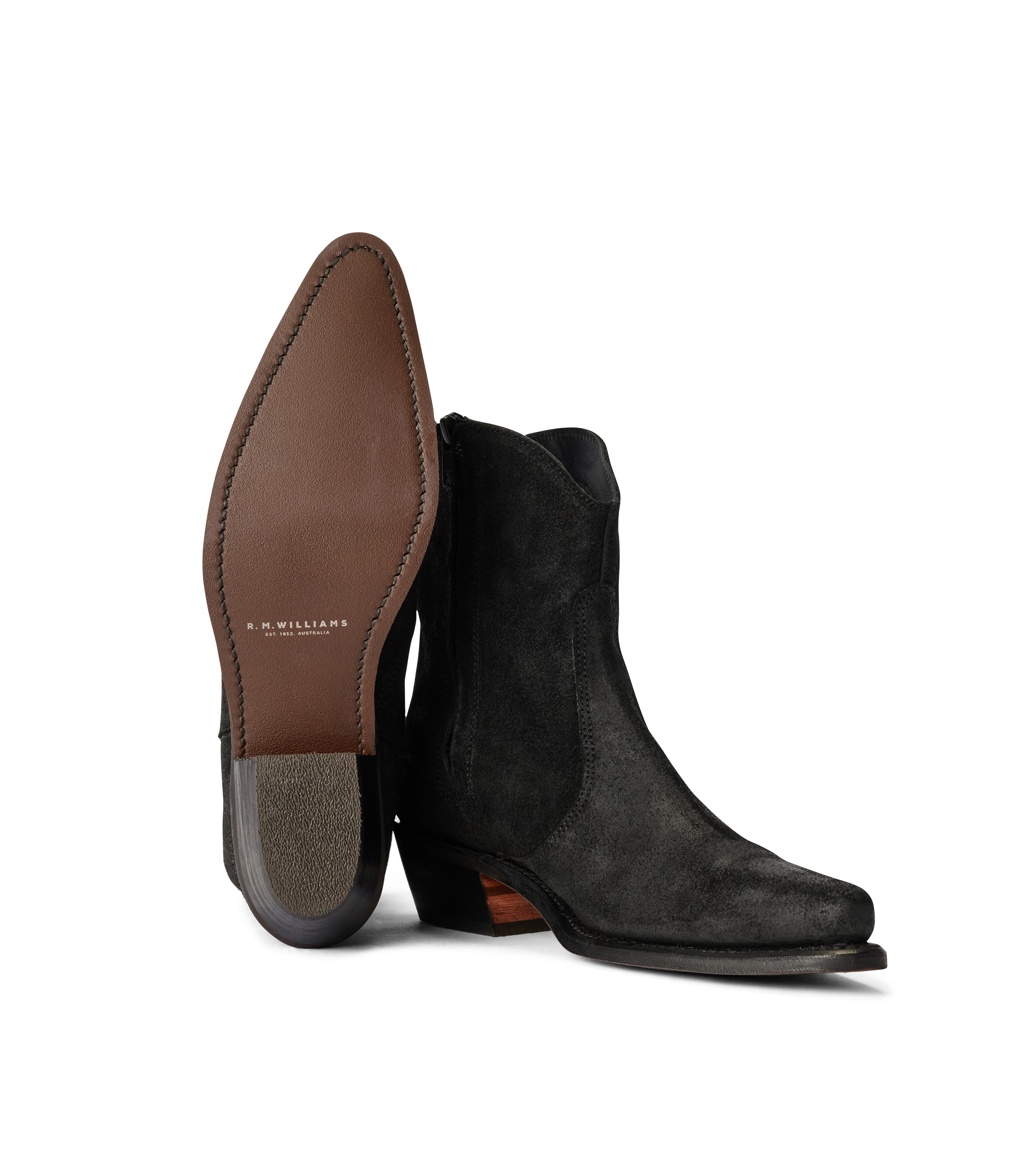 Etta boot black waxed suede leather